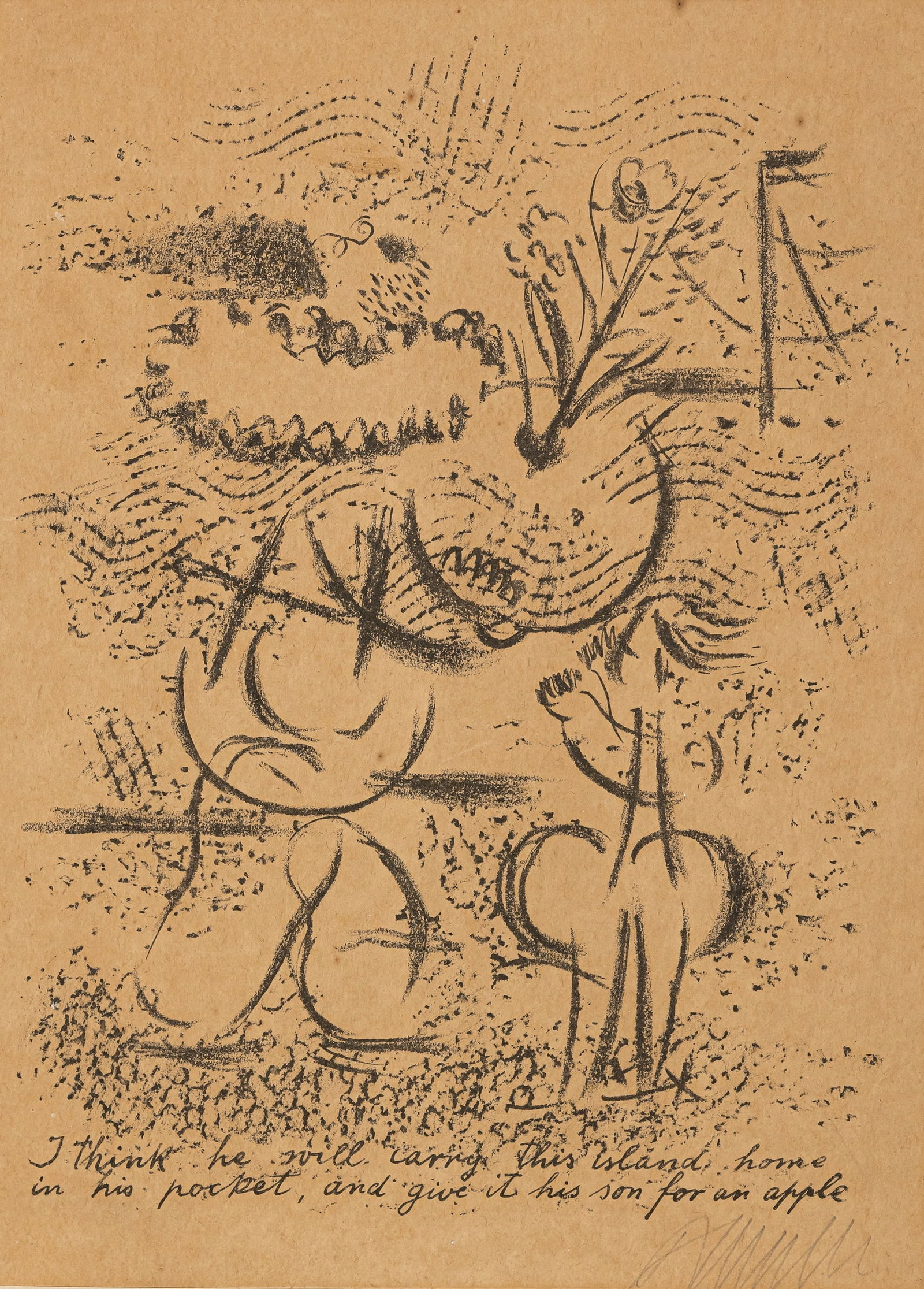 Baumeister, Willi: Baumeister, Willi Stuttgart, 1889 - 1955 29 x 22 cm, R. "Illustration zu Shakespeares 'Tempest'", 1946/1947. Lithograph on wove paper. Signed in pencil lower right. Spielmann, 133b. Private property,