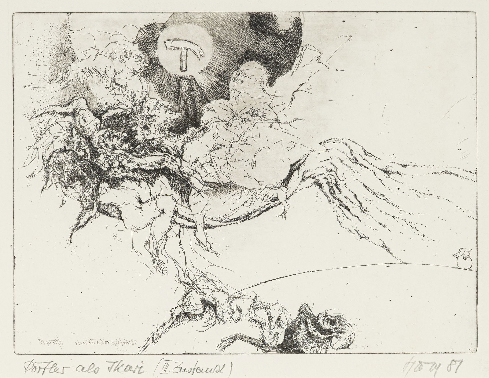 Hämmerle, Joachim: Hämmerle, Joachim Bad Saulgau, 1940 - 2024 Versch., R. Anna, 1973. Series of 4 etchings on wove paper. All monogrammed and 1 dated in the plate. Add.: "Pörtler als Ikari", 1981. Etching on