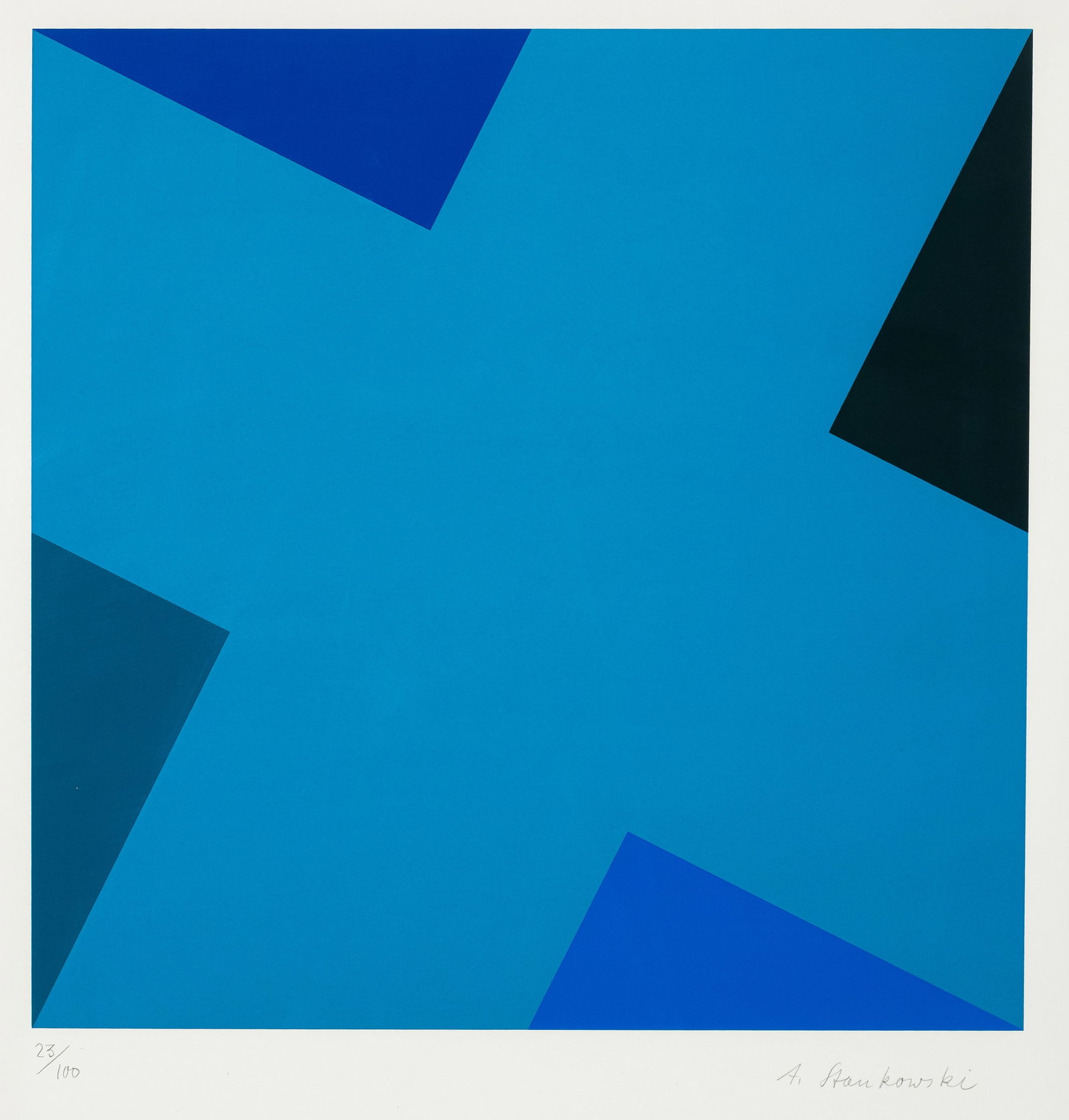 Stankowski, Anton: Stankowski, Anton Gelsenkirchen, 1906 - Esslingen, 1998 40 x 40 cm, R. Untitled. Silkscreen print on wove paper. Signed and numbered 23/100. Private property, Baden-Württemberg.Stankowski, Anton