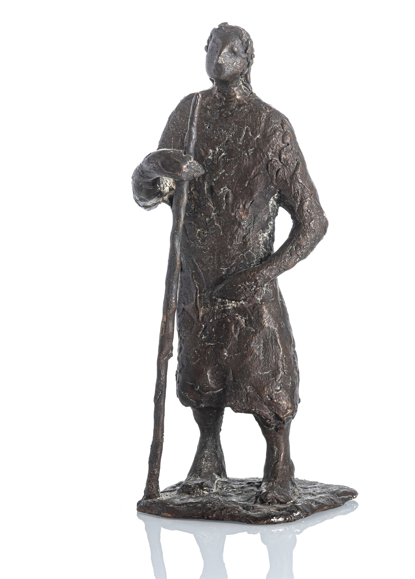 Decool, Günther: Decool, Günther Stuttgart, 1932 - Fellbach, 2020 H. 32 cm Shepherd, 1976. Bronze, dark patina. Signed and dated. Foundry stamp: Strassacker Kunstguss Süssen. Private property, Baden-Wür