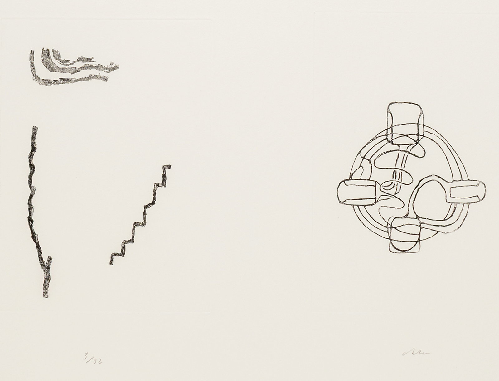 Abraham, David Christian: Abraham, David Christian Düsseldorf, 1952 Blattgröße: 53,5 x 76 cm, o. R. "Zehn Drucke auf fünf Bogen", 1993. 8 of the original 10 etchings on 4 sheets. All signed and numbered