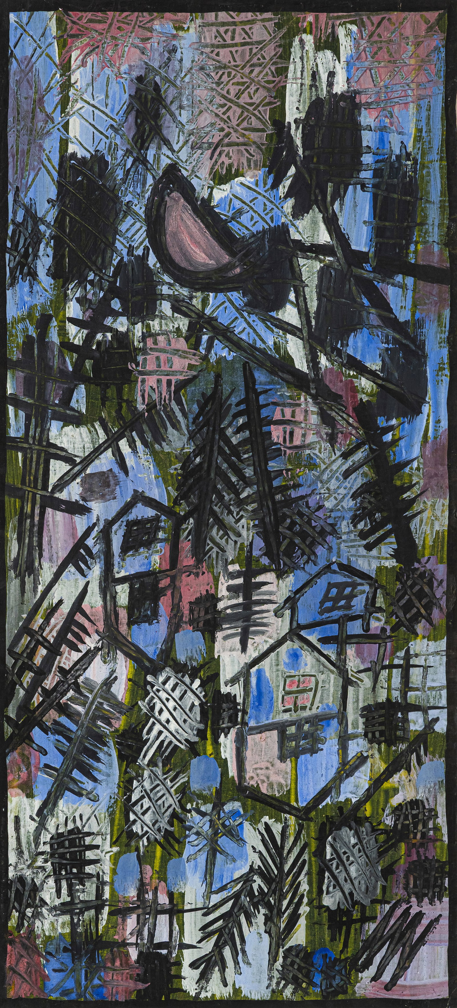 Mahler, Sepp: Mahler, Sepp Bad Wurzach, 1901 - 1975 42 x 19 cm, R. "Moorwasserlied". Gouache on paper. Monogrammed. Private property, Baden-Württemberg.Mahler, Sepp Bad Wurzach, 1901 - 1975 42 x 19 cm, R.