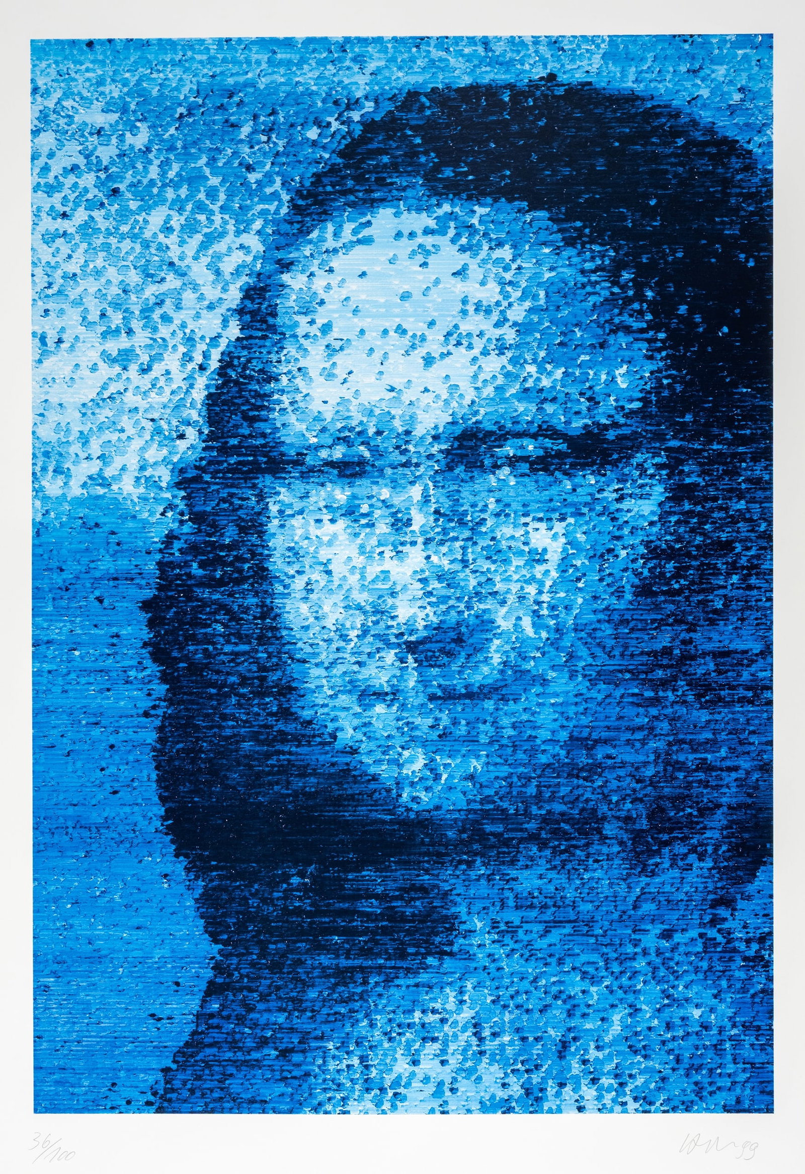 Portfolio: "Mona 2000": Portfolio: "Mona 2000" Mappenformat: 103 x 73,5 x 0,5 cm Folder with 5 silkscreen prints on light cardboard by Holger Bär, Volker Hildebrandt, Georges Pusenkoff, Petrus Wandrey and Simone