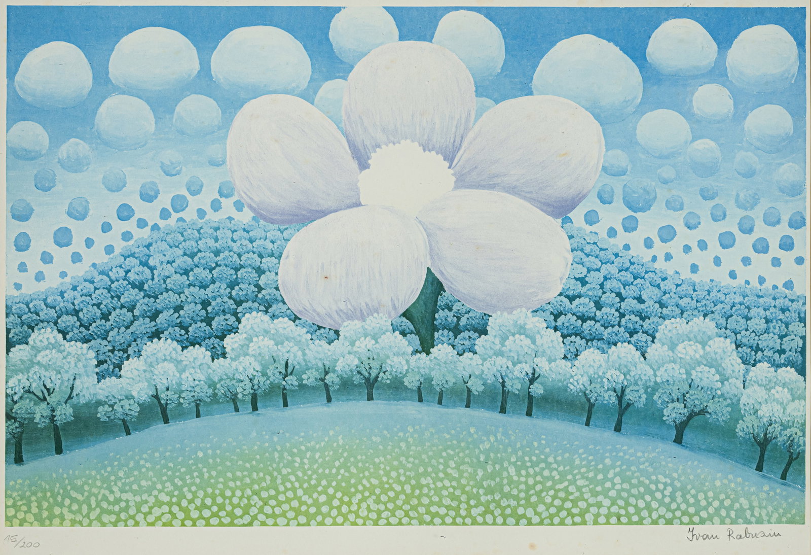 Rabuzin, Ivan: Rabuzin, Ivan Kljuc, 1921 - Varazdin, 2008 30,5 x 47 cm, R. Flower. Silkscreen print on wove paper. Signed and numbered 15/200. Private property, Nordrhein-Westfalen.Rabuzin, Ivan Kljuc, 1921 -