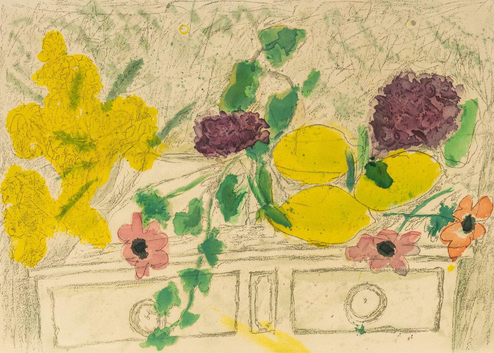 Peiffer Watenphul, Max: Peiffer Watenphul, Max Weferlingen, 1896 - Rom, 1976 34 x 47,5 cm, R. "Stilleben mit Anemonen und Zitronen", 1973. Lithograph on wove paper. Signed, numbered and marked "H.C. 1/5". Watenphul