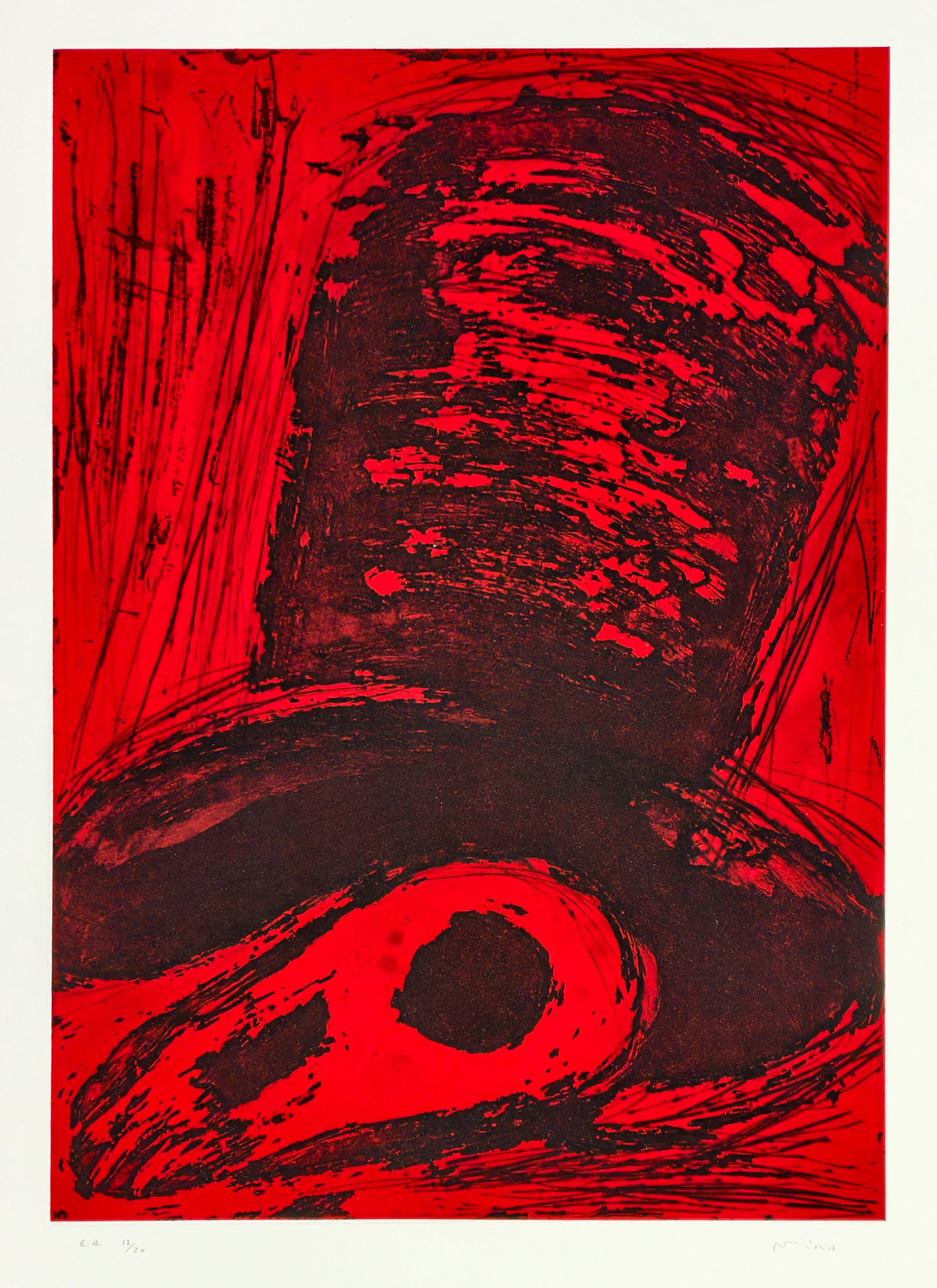 Mira, Victor: Mira, Victor Zaragoza, 1949 - Herrsching am Amersee, 2003 Blattgröße: 100 x 70 cm, o. R. 51 works: Goya 2, 1994. Etching on red velvet paper, rolled on wove paper, from "Kunst für die