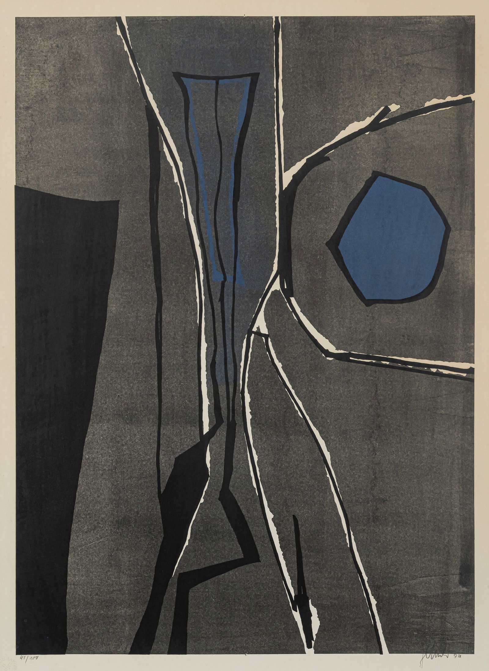 Winter, Fritz: Winter, Fritz Altenbögge, 1905 - Herrsching am Ammersee, 1976 61 x 43 cm, R. "Farblithographie (41)", 1972. Lithograph on wove paper. Signed, dated and numbered 41/100. Embossing stamp: H. Bauer