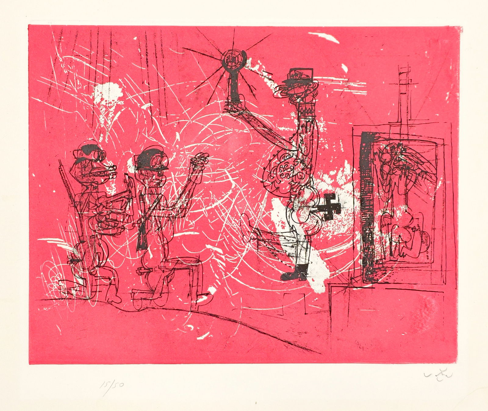 Matta, Roberto Enchaurren: Matta, Roberto Enchaurren Santiago de Chile, 1911 - Civitavecchia, 2002 Blattgröße: 53 x 71,5 cm; 38 x 48 cm, o. R. Untitled. Etching on wove paper. Signed and numbered 15/50. Private