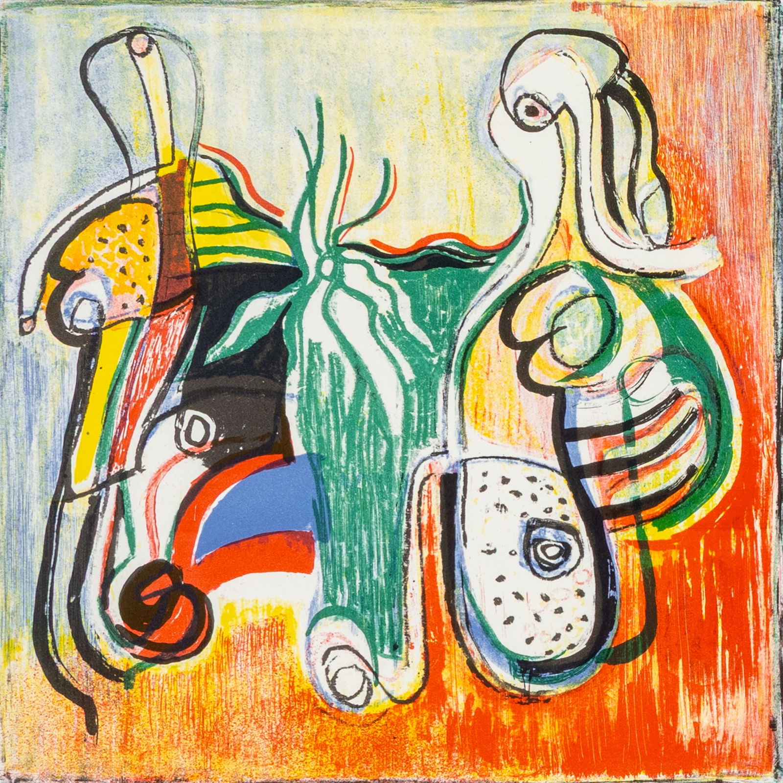 Brignoni, Serge: Brignoni, Serge Chiasso, 1903 - Zollikofen, 2002 Blattgröße: 65 x 50,5 cm, o. R. "Kunstmappe Schweizerische Mobiliar", 1971. Folder with 5 lithographs on wove paper. All signed, dated and nu