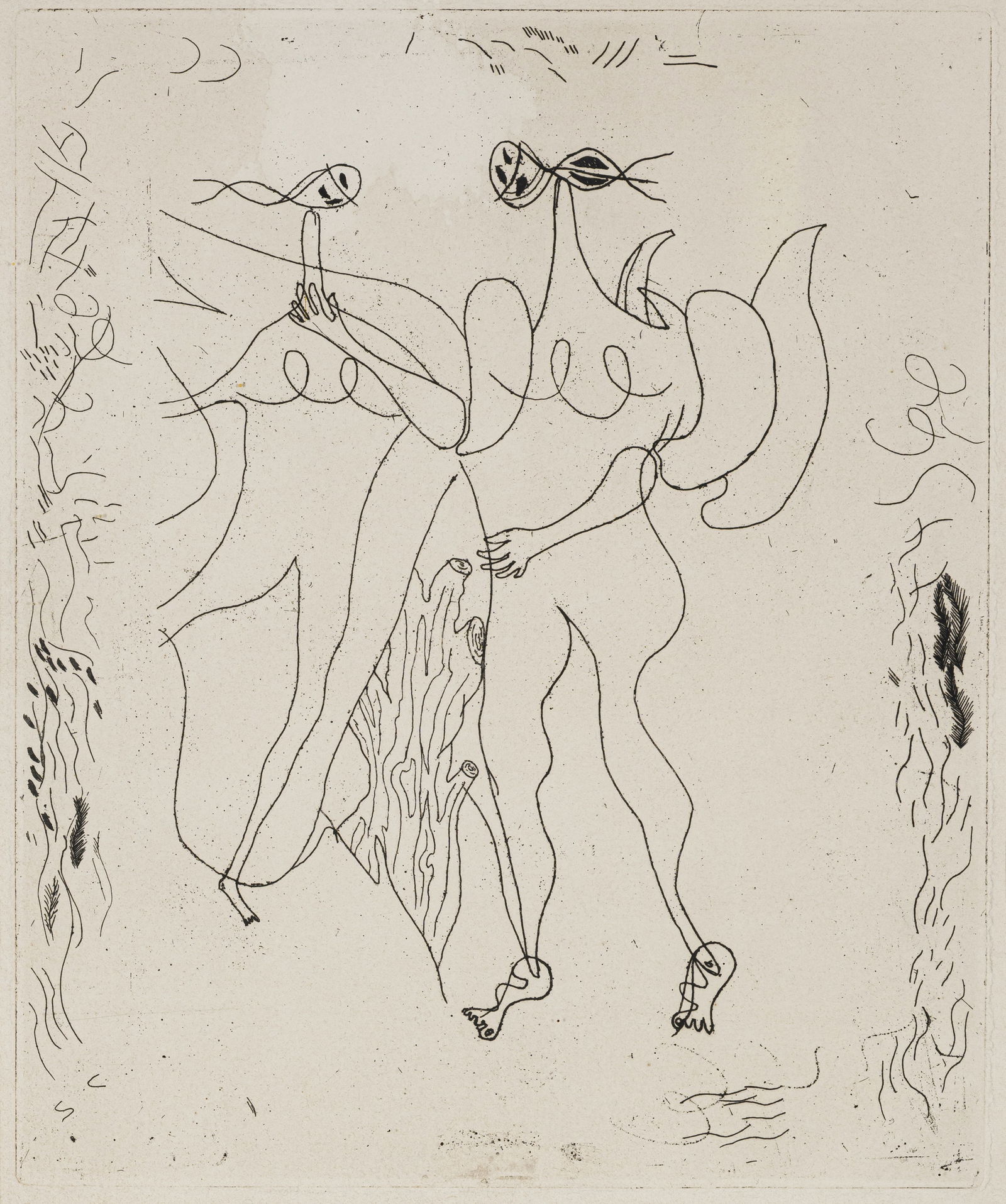 Braque, Georges: Braque, Georges Argenteuil, 1881 - Paris, 1963 36,7 x 29,9 cm, R. "Théogonie", 1932. Etching on wove paper from "La Théogonie d'Hèsiode". Vallier, 20l. Private property,