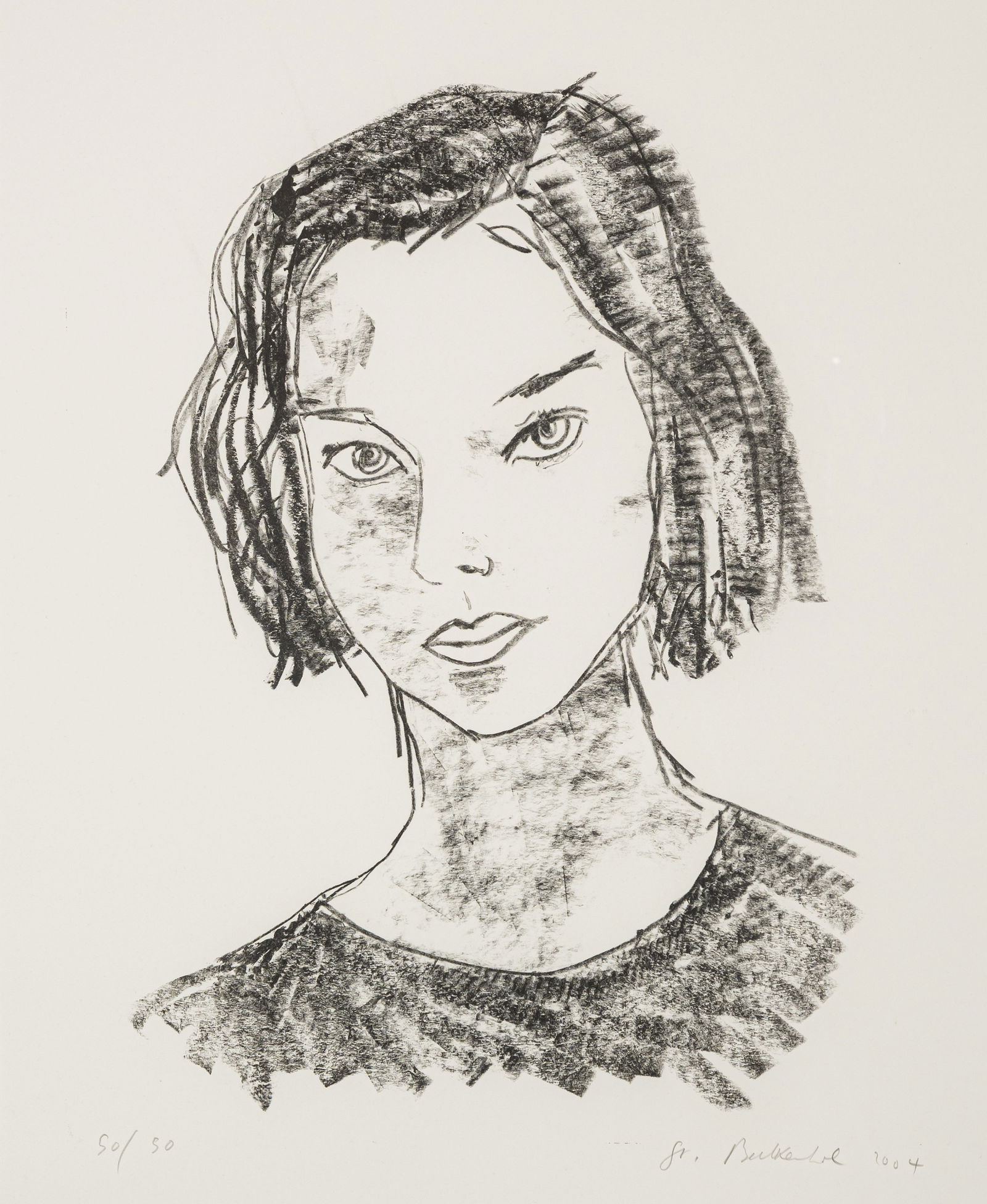 Balkenhol, Stephan: Balkenhol, Stephan Fritzlar, 1957 62 x 47 cm, R. Head woman, 2004. Lithograph on wove paper. Signed, dated and numbered 50/50. Corporate collection, Germany.Balkenhol, Stephan Fritzlar, 1957 62 x 47