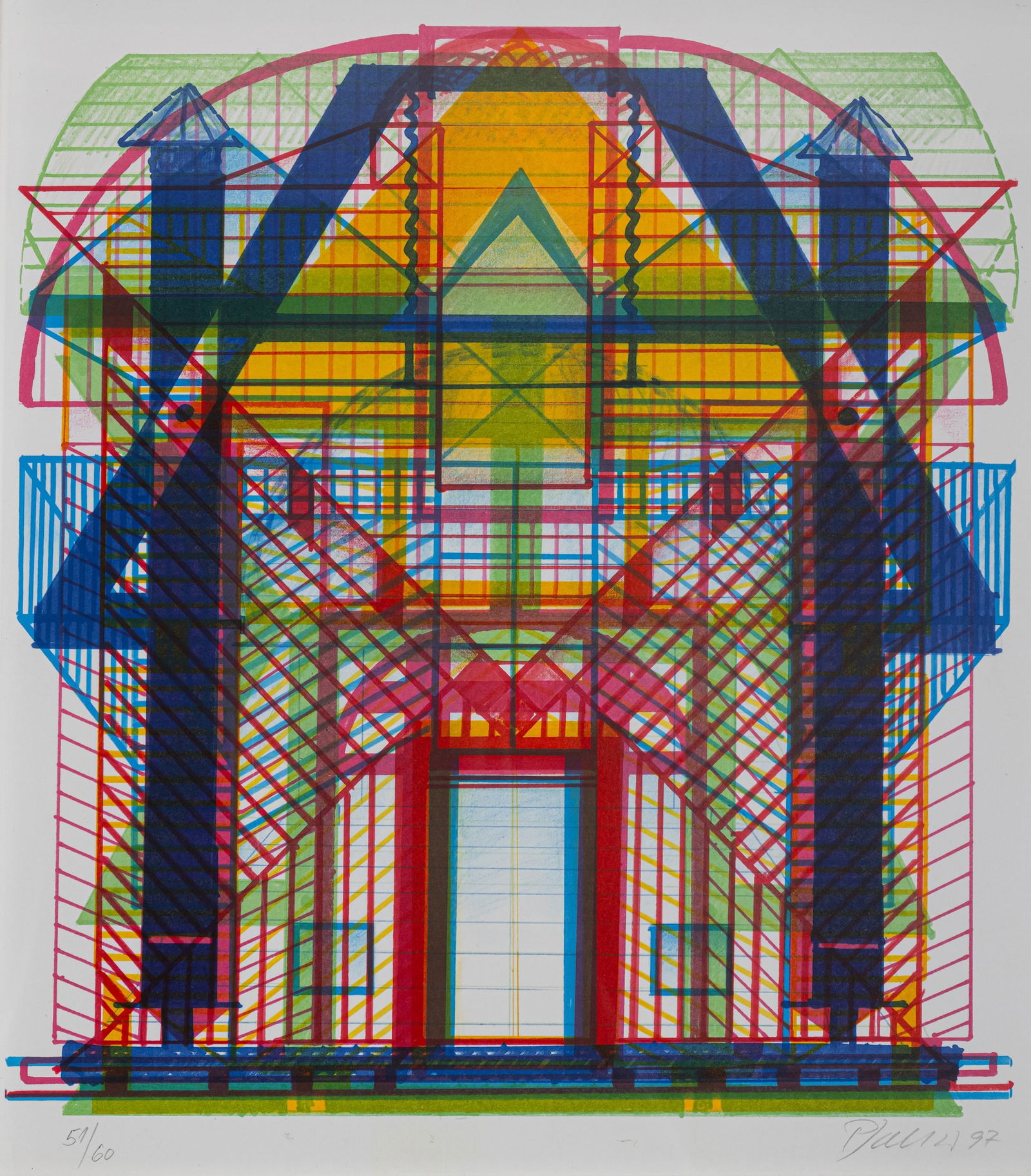 Pfahler, Georg Karl: Pfahler, Georg Karl Emetzheim/Bayern, 1926 - 2002 54 x 48,5 cm, R. Untitled, 1997. Silkscreen print on wove paper. Signed, dated and numbered 51/60. Private property, Bayern.Pfahler, Georg Karl