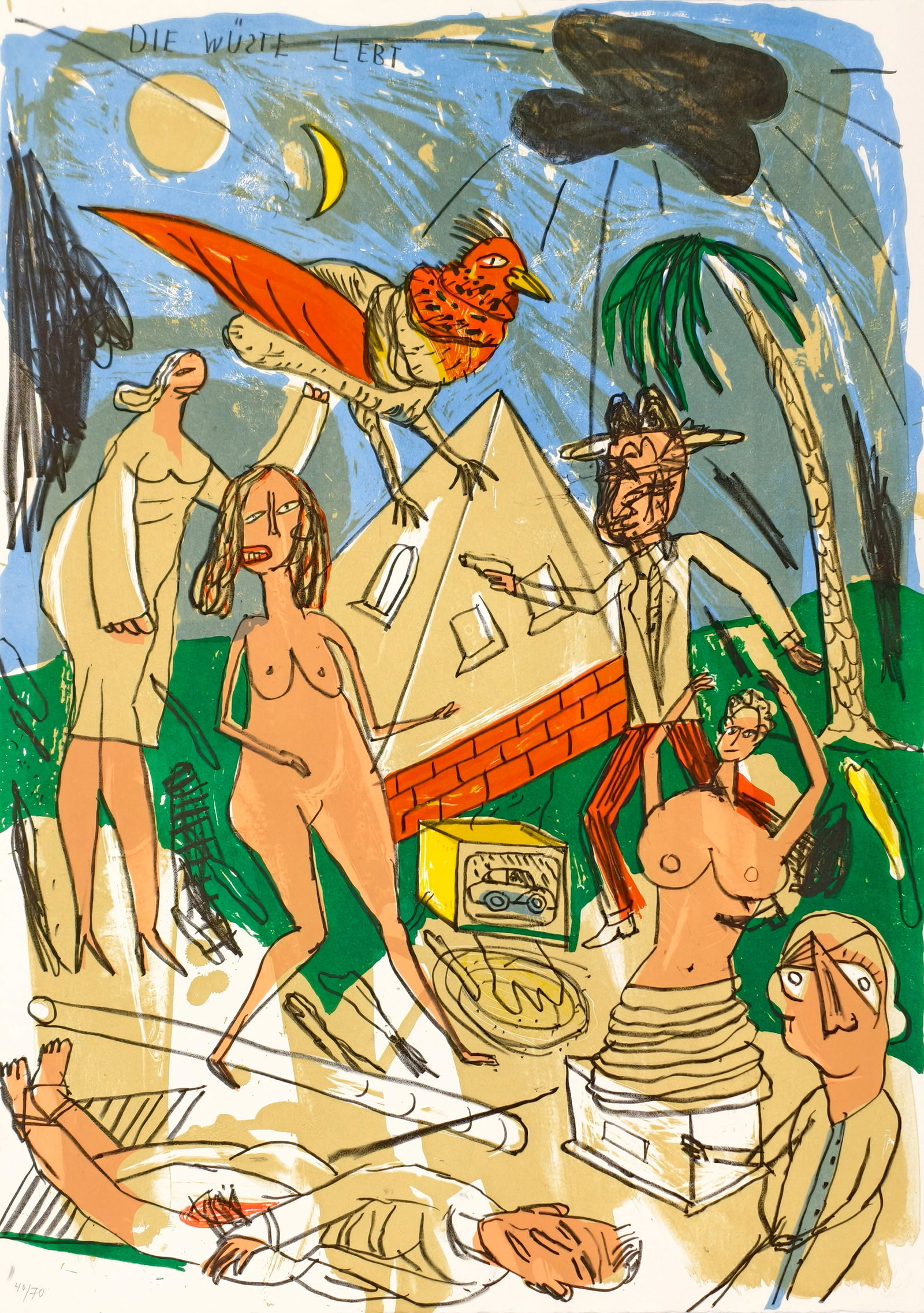 Zimmer, Hans Peter: Zimmer, Hans Peter Berlin, 1936 - Soltau, 1992 Blattgröße: 70 x 50 cm, o. R. 9 works: Die Wüste lebt" 1988. Lithograph on wove paper. 8 signed in pencil lower left, 7 dated and 7 number