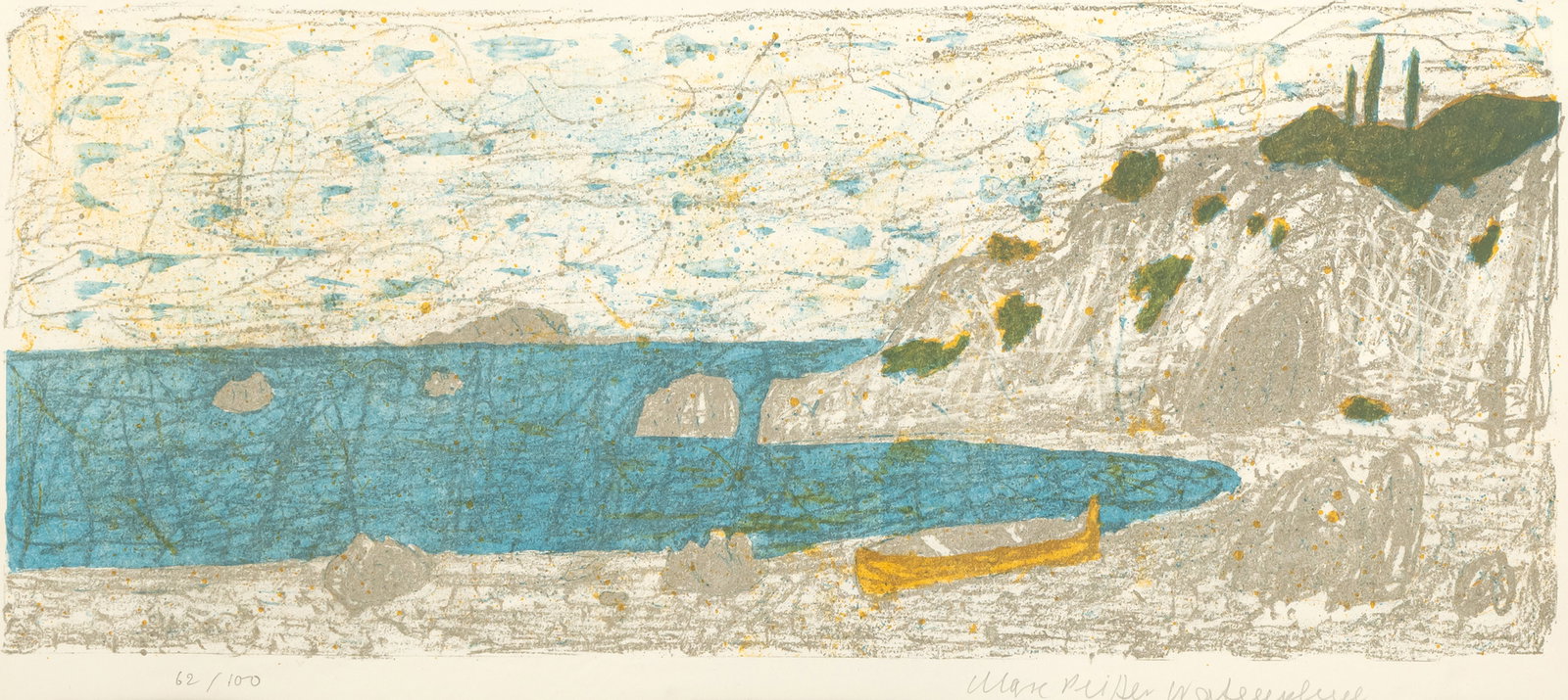Peiffer Watenphul, Max: Peiffer Watenphul, Max Weferlingen, 1896 - Rom, 1976 20 x 48 cm, R. "Die Bucht", 1967. Lithograph on wove paper from "Griechenlandmappe". Signed and numbered 62/100. Watenphul