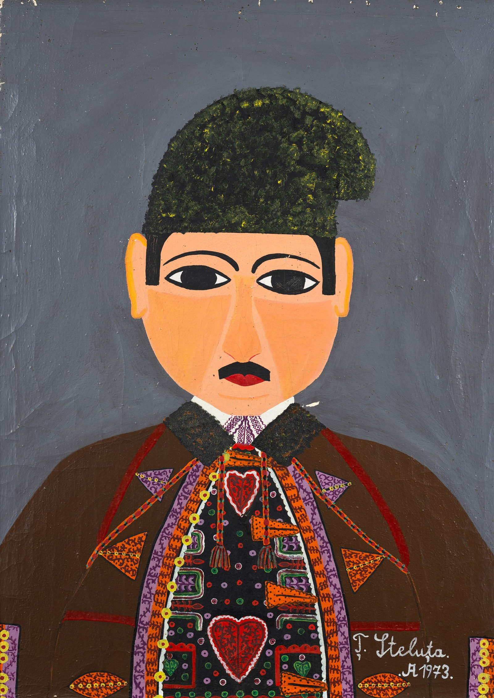 Staluta, Taran: Staluta, Taran 1940 70 x 50 cm, R. Man in Romanian costume, 1973. Oil on canvas. Signed and dated. Private collection, Hessen.Staluta, Taran 1940 70 x 50 cm, R. Mann in rumänischer Tracht, 1973.