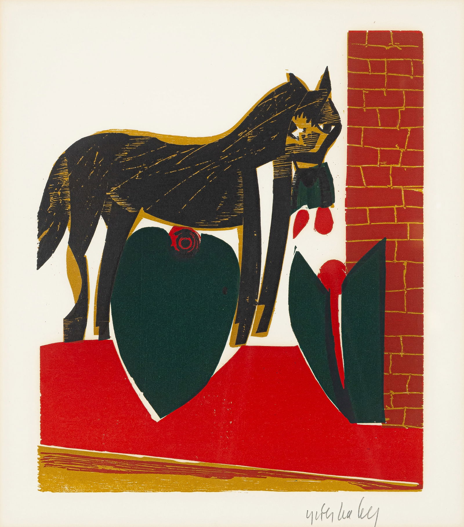 Grieshaber, HAP: Grieshaber, HAP Rot an der Rot, 1909 - Reutlingen, 1981 32 x 27 cm, R. "Tulpen", 1966. Woodcut on wove paper. Signed. Fürst, 66/107. Private property, Baden-Württemberg.Grieshaber, HAP Rot a