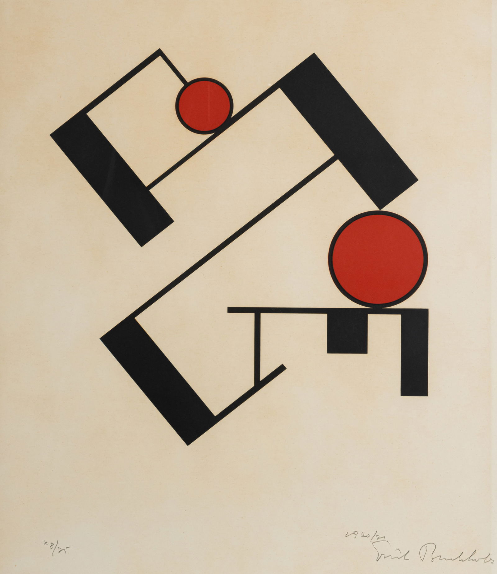 Buchholz, Erich: Buchholz, Erich Bydgoszcz/Polen, 1891 - Berlin, 1971 Blattgröße: 61 x 42 cm, R. Untitled, 1920/1971. Suite of 6 silkscreen prints on paper. Each signed, dated and numbered 8/75 in pencil. Pu