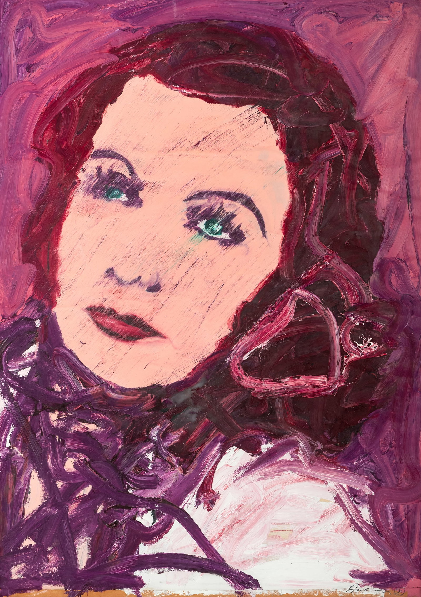 Hahn, Friedemann: Hahn, Friedemann Singen/Hohentwiel, 1949 90 x 64 cm, R. Greta Garbo, 1980. Oil on canvas, mounted on strong paper. Signed and dated in pencil lower right. Corporate collection, Bayern.Hahn,