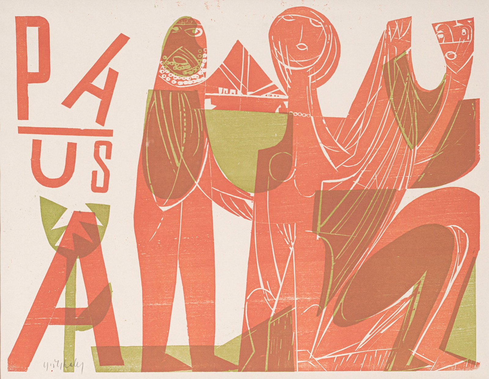 Grieshaber, HAP: Grieshaber, HAP Rot an der Rot, 1909 - Reutlingen, 1981 39,5 x 53 cm, R. "Gewandschneider - Pausa", 1961. Woodcut on Japanese paper. Signed. Edition: 500 copies. Furst, 61/32. Studio of the artist. Pr
