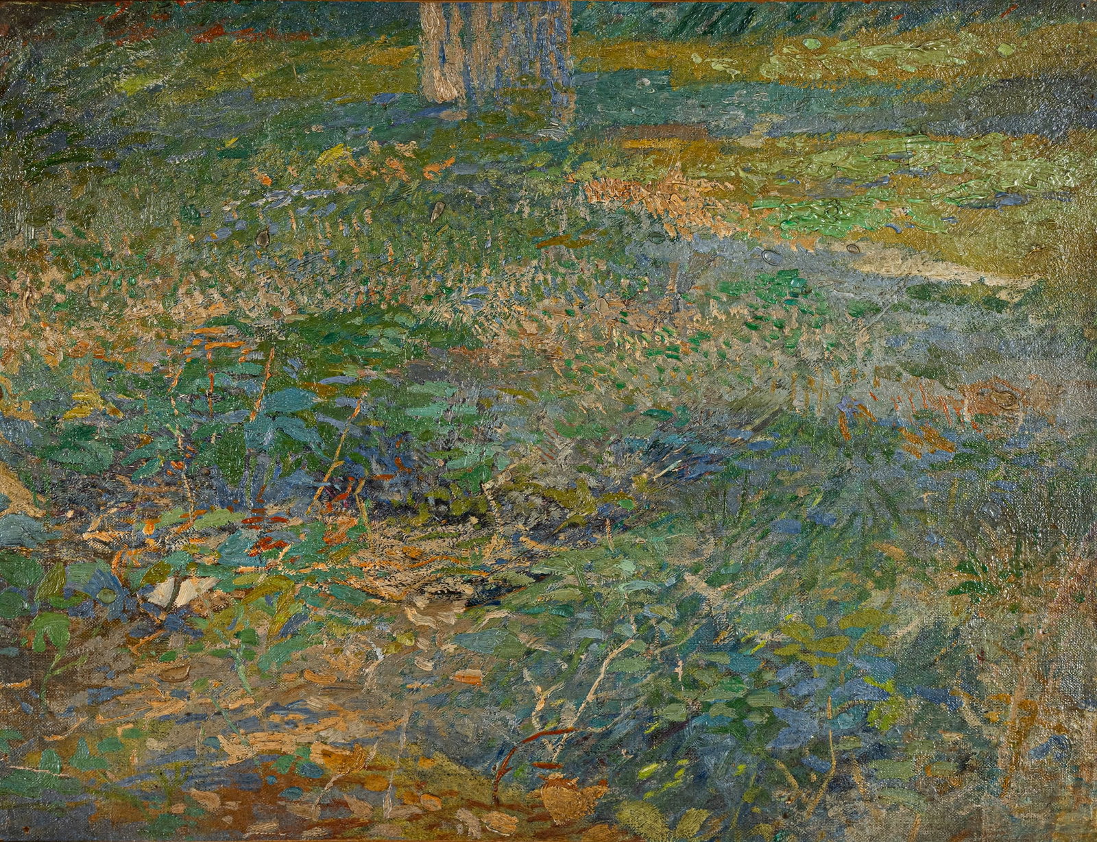 Anonymous: Anonymous 35,5 x 44,5 cm, R. Impressionist Landscape. Oil on canvas. Private property, Belgium.Anonym 35,5 x 44,5 cm, R. Impressionistische Landschaft. Öl auf Leinwand. Privatbesitz, Belgien.