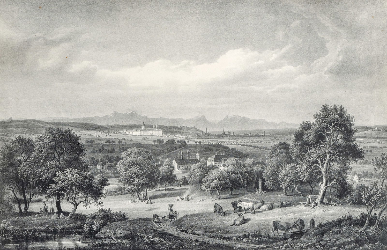 Emminger, Eberhard: Emminger, Eberhard 1808 - 1885 49 x 69 cm Ansicht vom Schussenthal. Nach d. nat. gez. u. lith. von Eberhard Emminger.