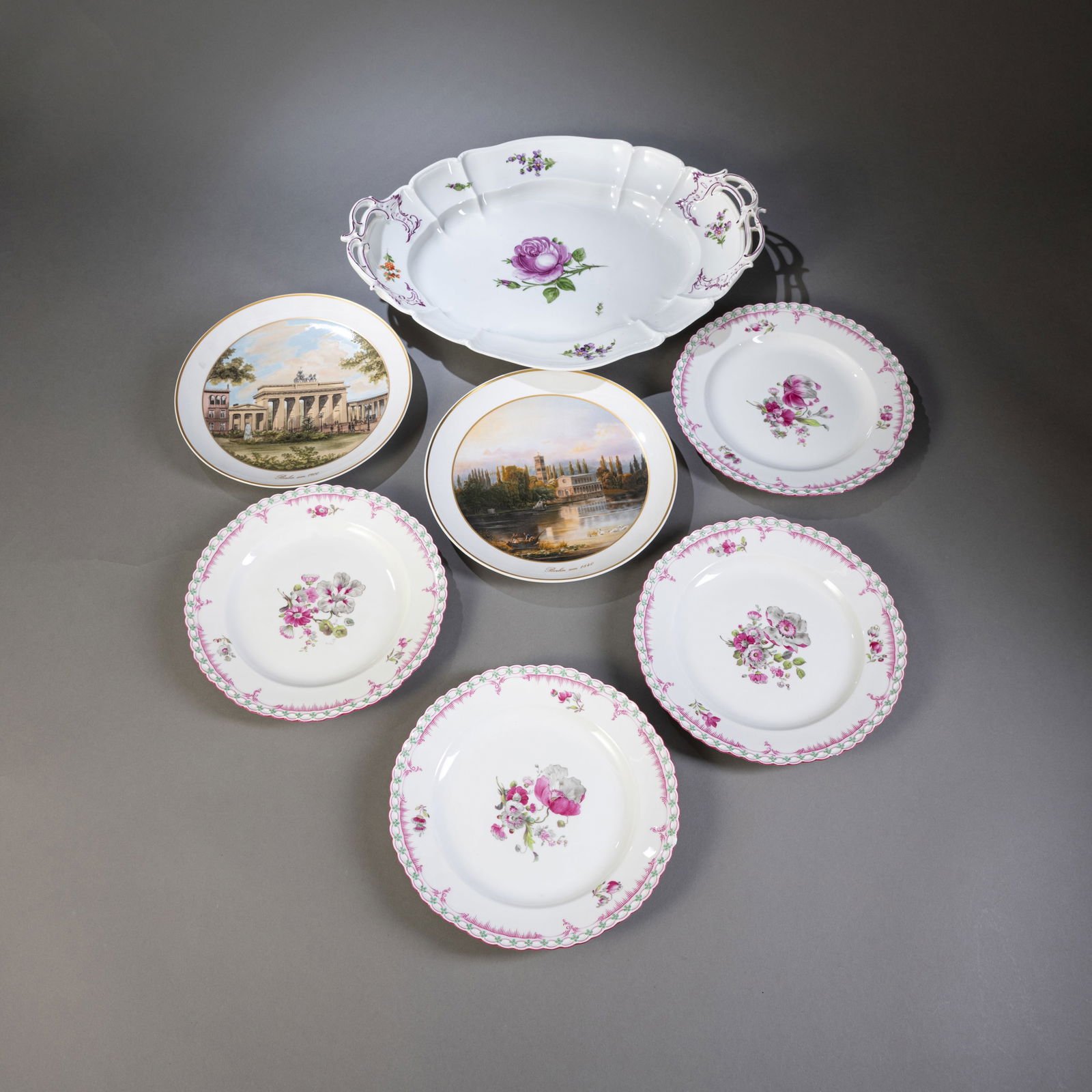 TRAY AND SIX PLATES, KPM AND NYMPHENBURG - 2