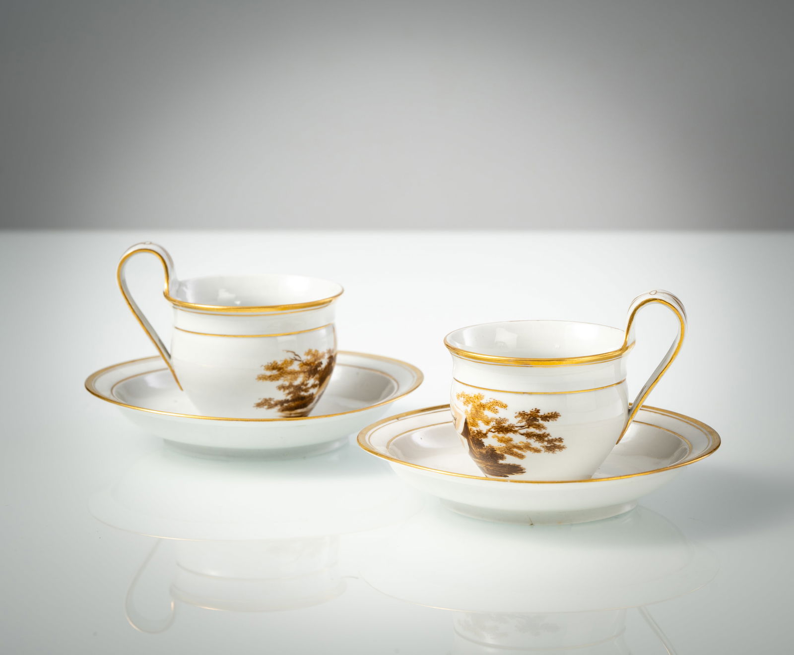 A PAIR OF MEMORIAL CUPS AND SAUCERS - 2
