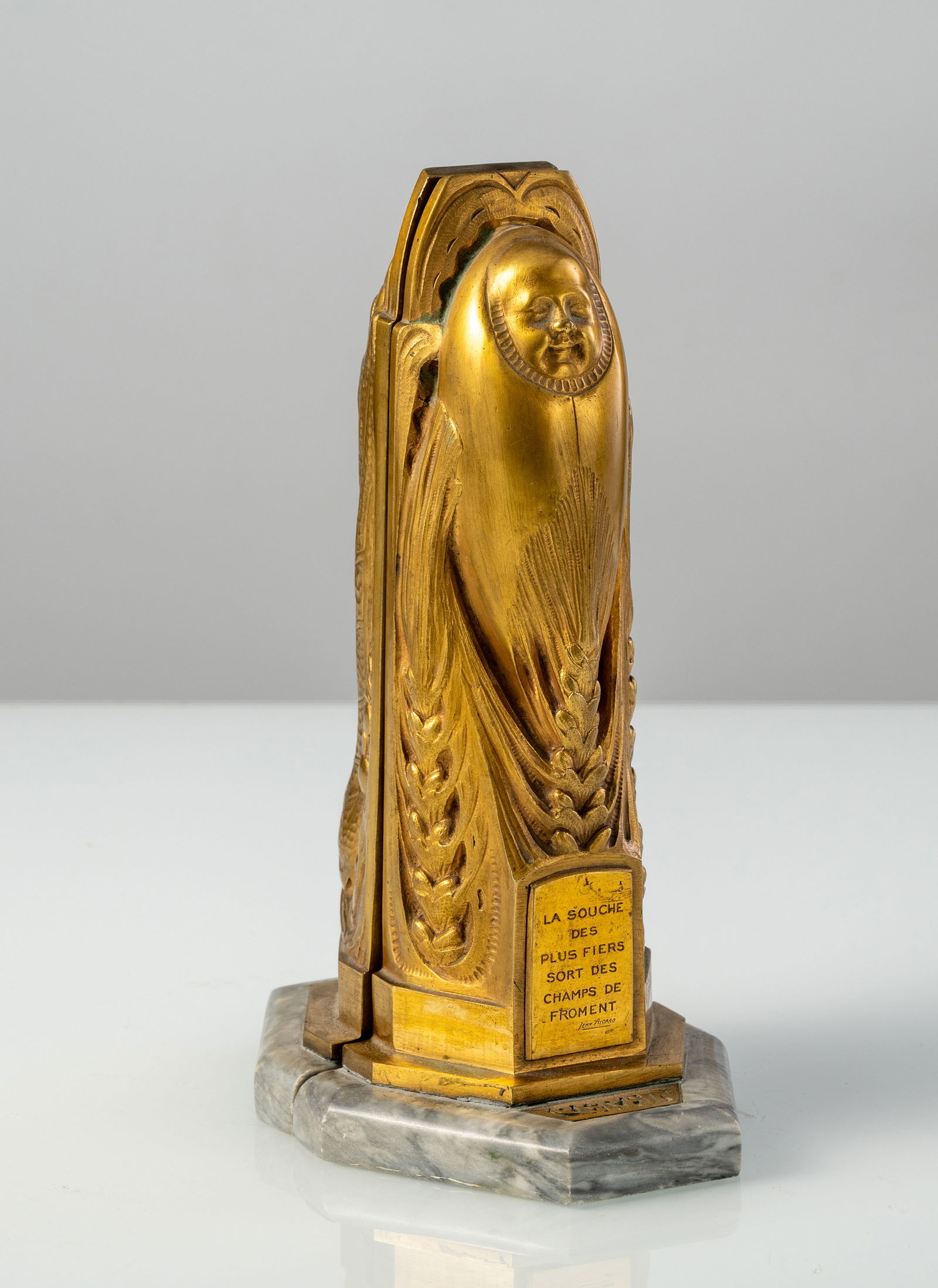 A PAIR OF GILT BRONZE BOOK ENDS "AGRAPPE" UND "AGRAIN" - 4