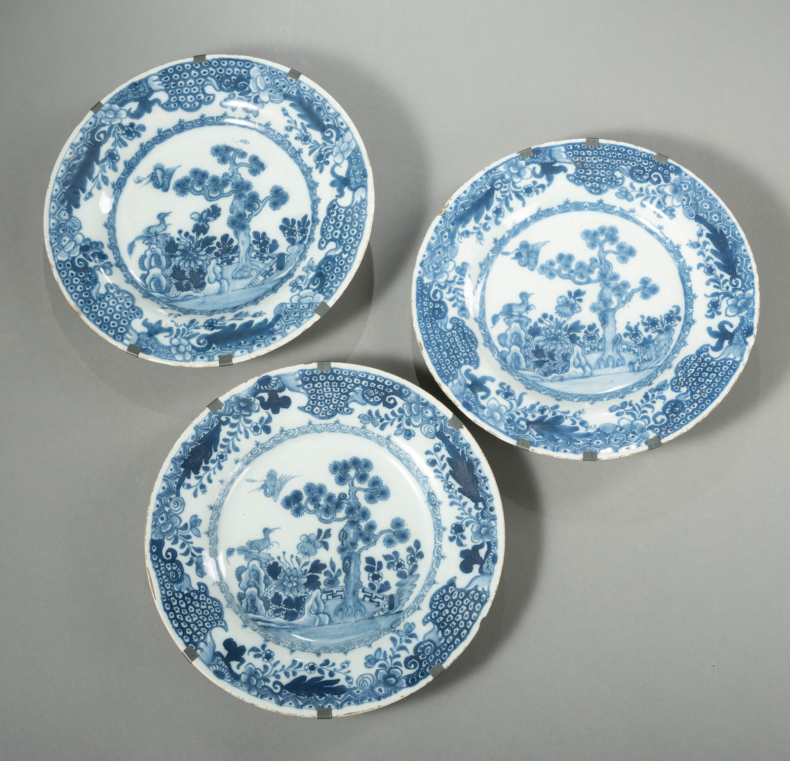THREE DELFT BLUE AND WHITE FAIENCE PLATES - 2