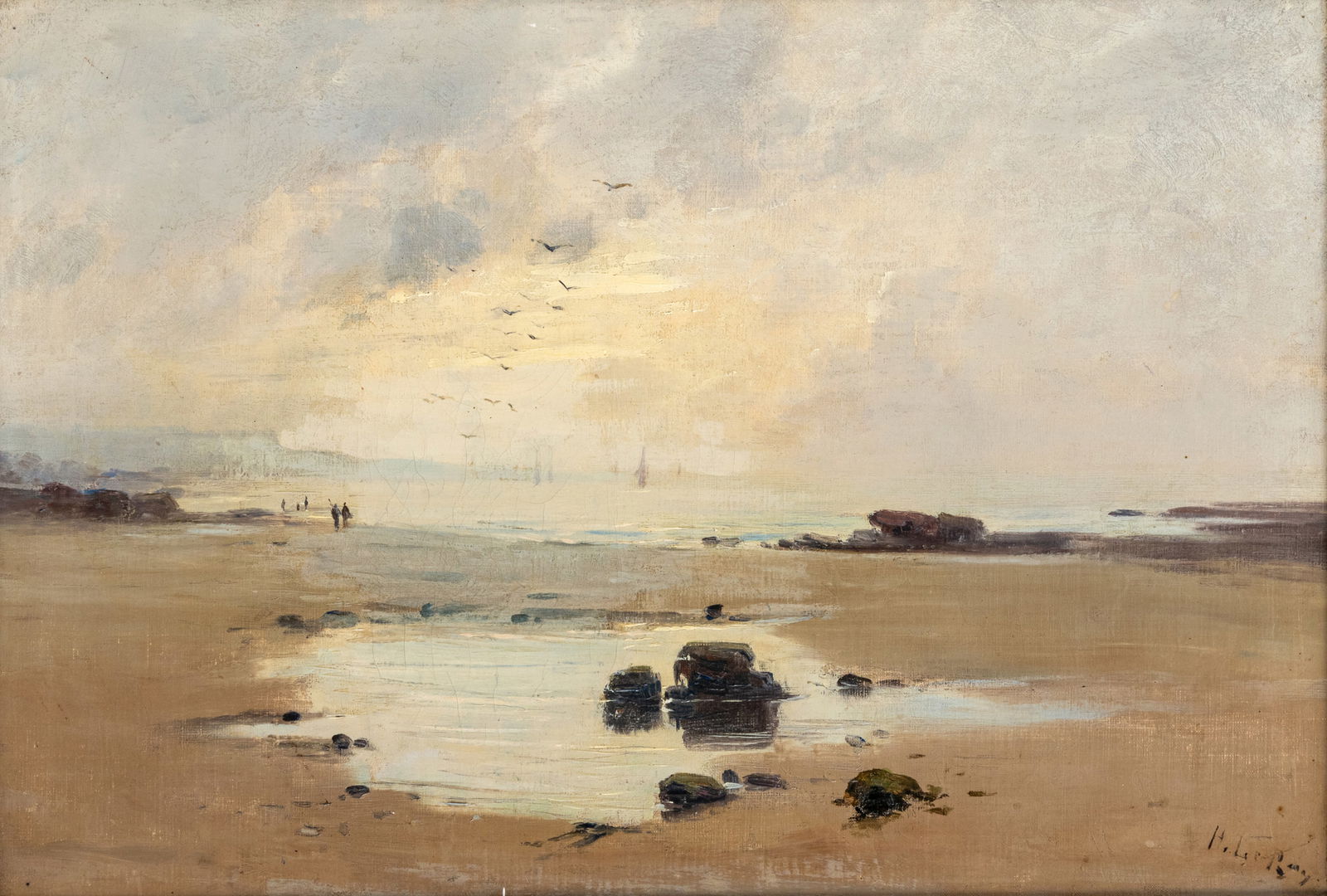 Leroy, Henri: Leroy, Henri Paris, 1951 - ? 38 x 55 cm, R. Coastal landscape. Oil/canvas, signed. Private property, Belgium.Leroy, Henri Paris, 1951 - ? 38 x 55 cm, R. Küstenlandschaft. Öl/Leinwand,