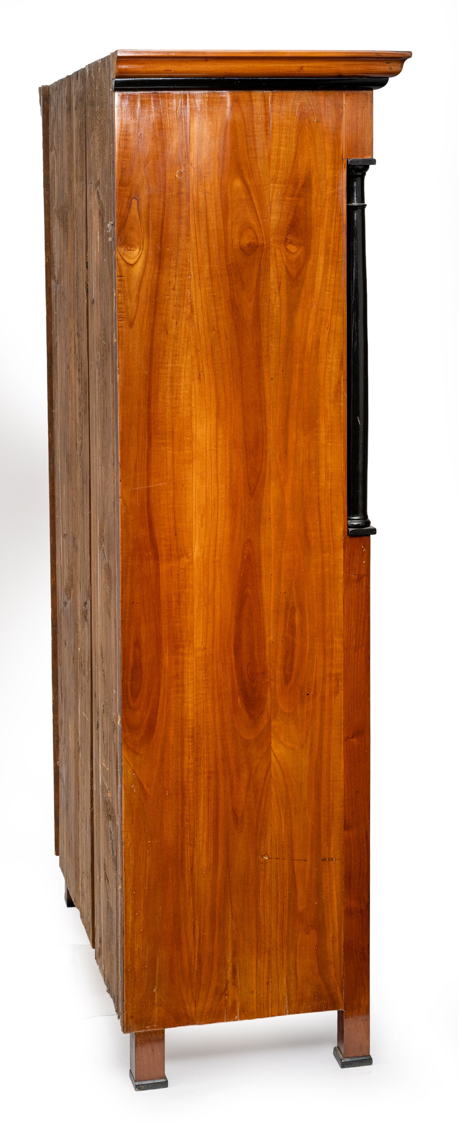 A GERMAN BIEDERMEIER BRASS MOUNTED PARTIALLY EBONIZED CHERRYWOOD DISPLAY CUPBOARD - 7