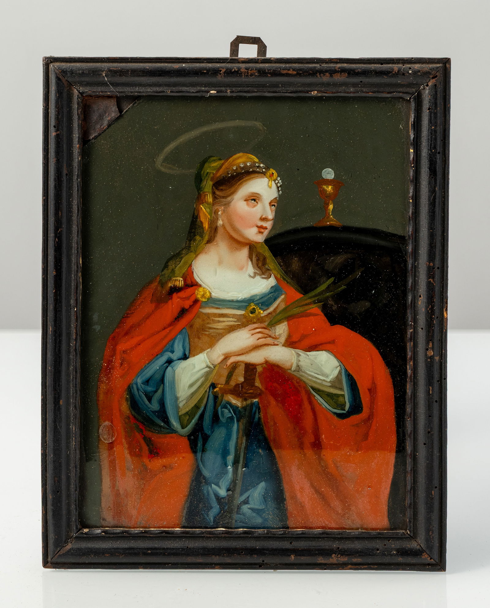 THREE GLASS REVERSE PAINTINGS - SAINTS - 3