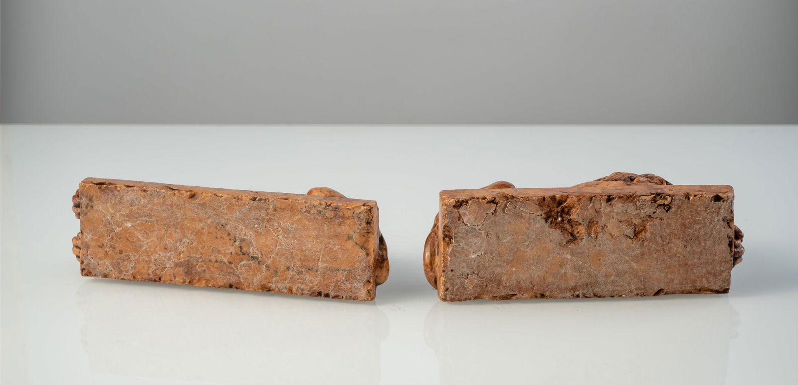 A PAIR OF ROSSO DI VERONA MARBLE LIONS - 5