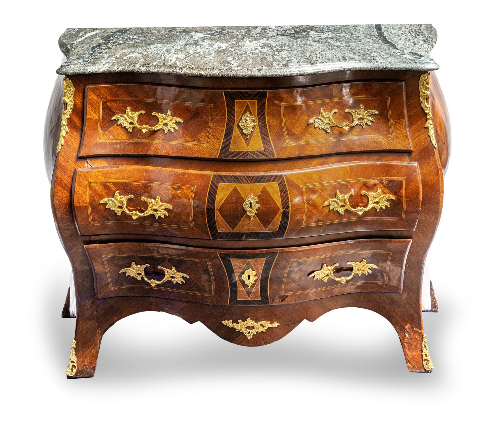 A BAROQUE STYLE BRONZE MOUNTED MAHOGANY COMMODE - 2