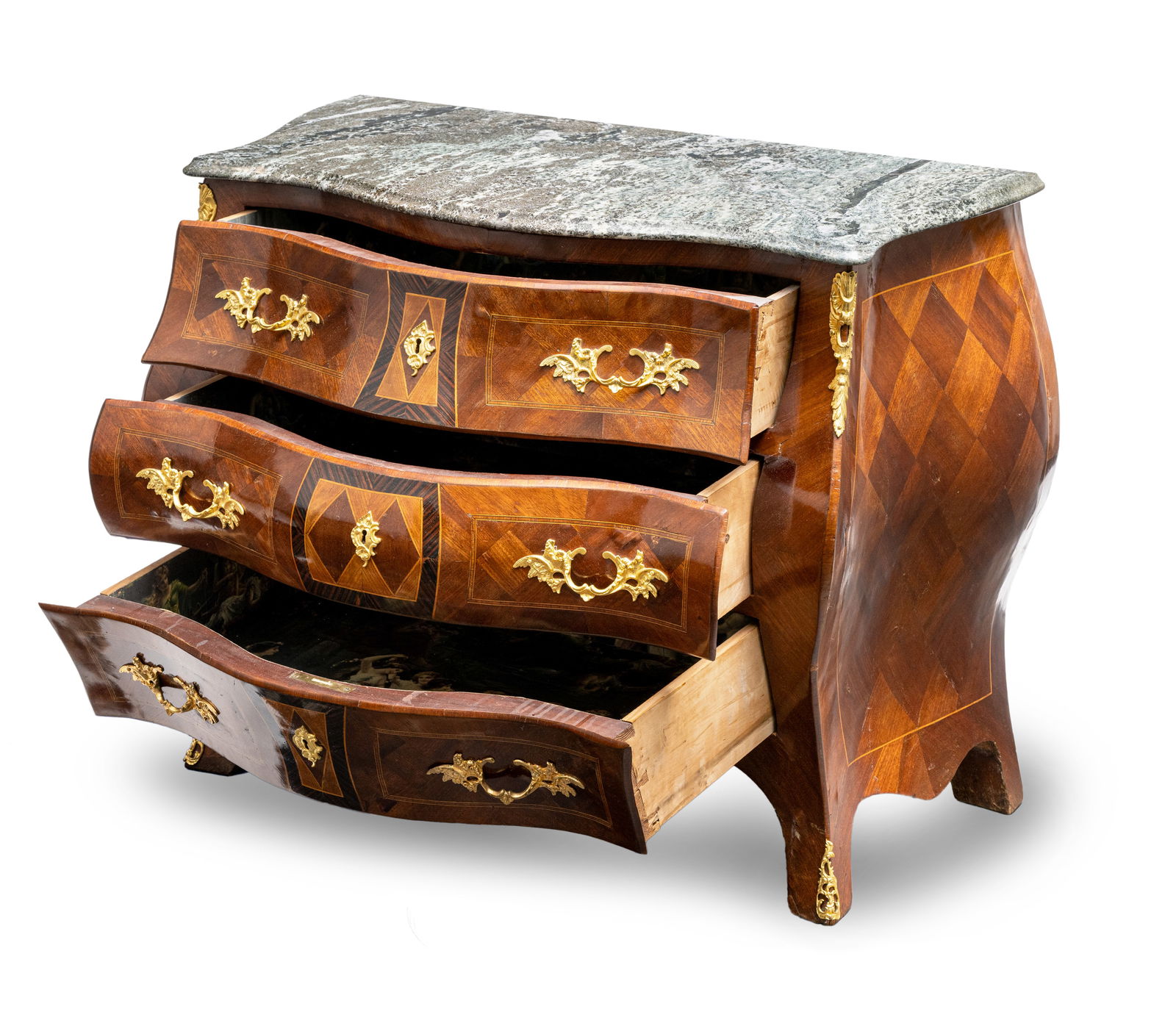 A BAROQUE STYLE BRONZE MOUNTED MAHOGANY COMMODE - 3