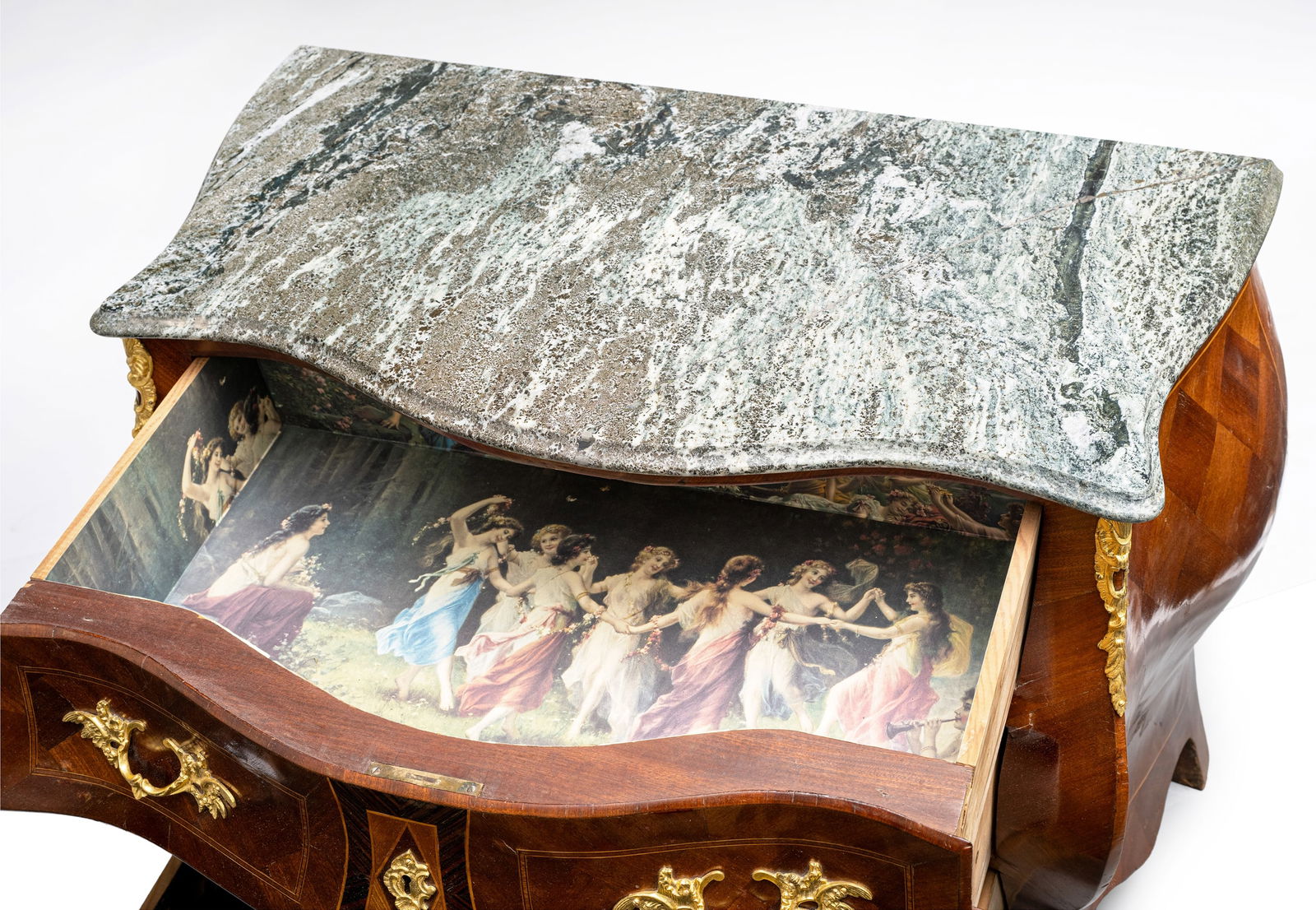 A BAROQUE STYLE BRONZE MOUNTED MAHOGANY COMMODE - 4