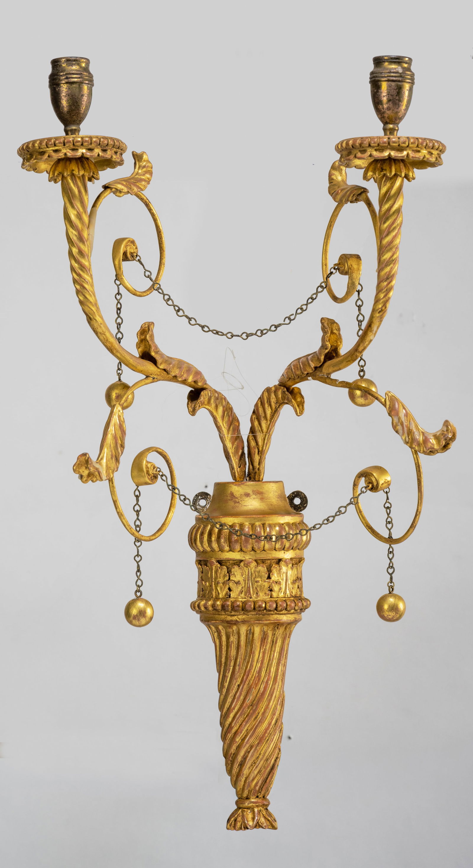 A PAIR OF GILTWOODTWO LIGHT WALL APPLIQUES - 2