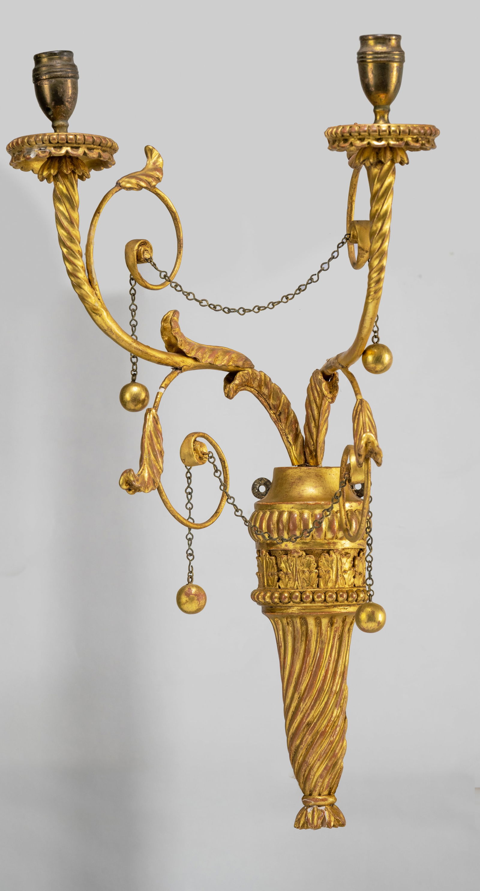 A PAIR OF GILTWOODTWO LIGHT WALL APPLIQUES - 5