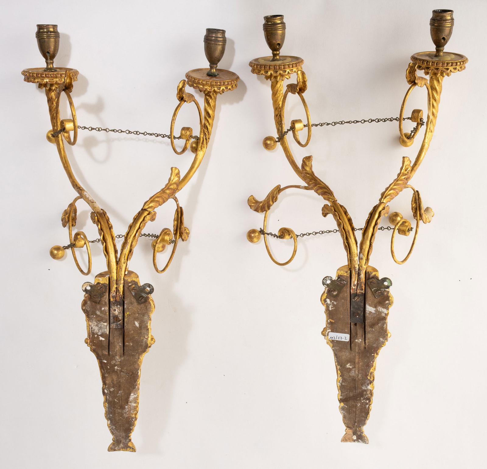 A PAIR OF GILTWOODTWO LIGHT WALL APPLIQUES - 6