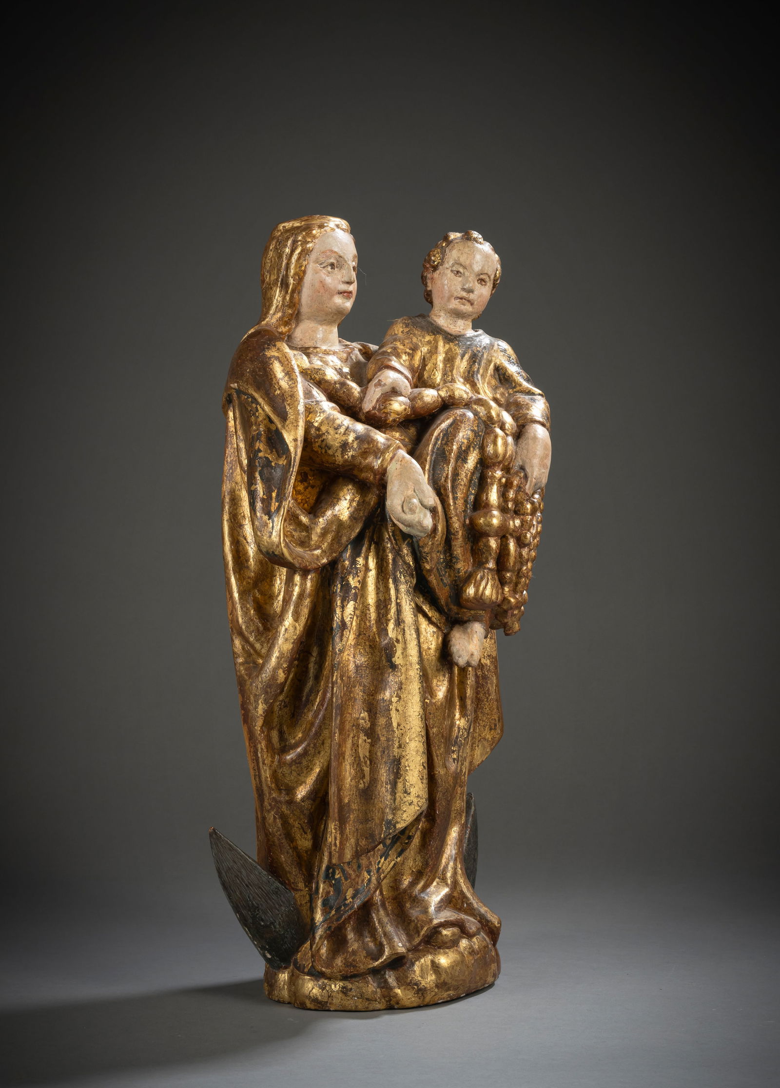 Madonna with child on the crescent moon with cord necklace and rosaries - 2