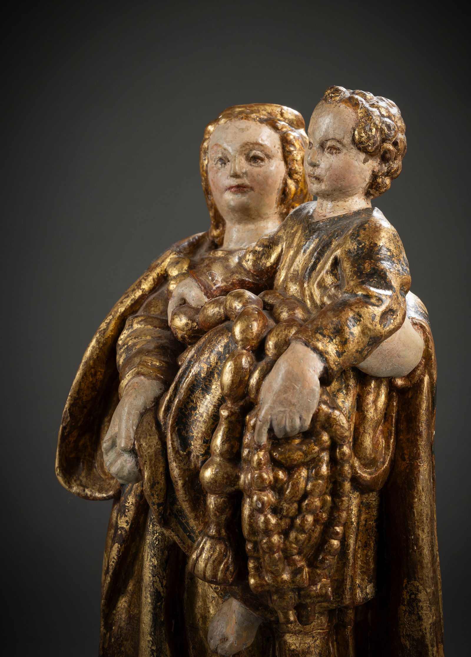 Madonna with child on the crescent moon with cord necklace and rosaries - 5