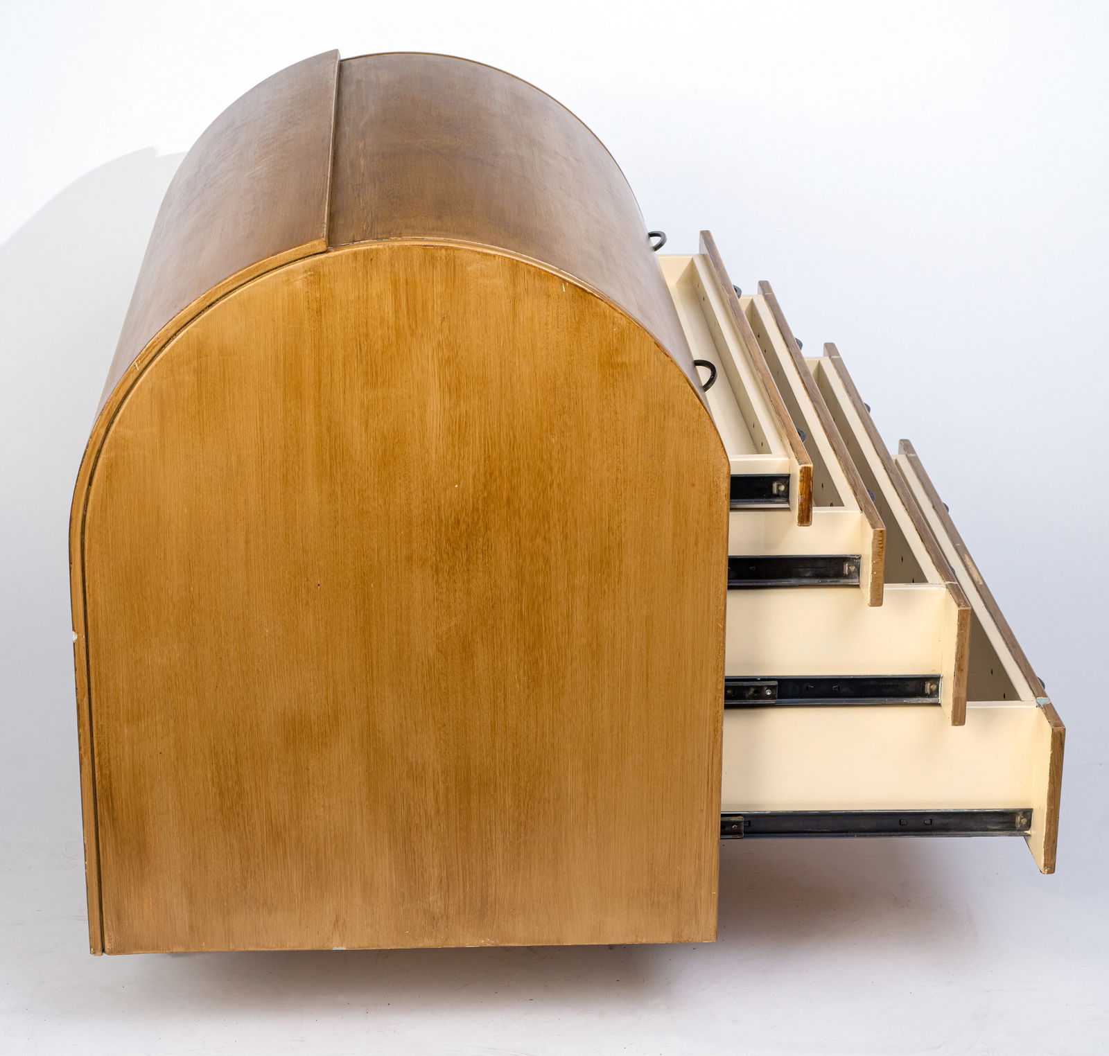 A SURFACE GRAINED MID-CENTURY CYLINDER BUREAU - 5