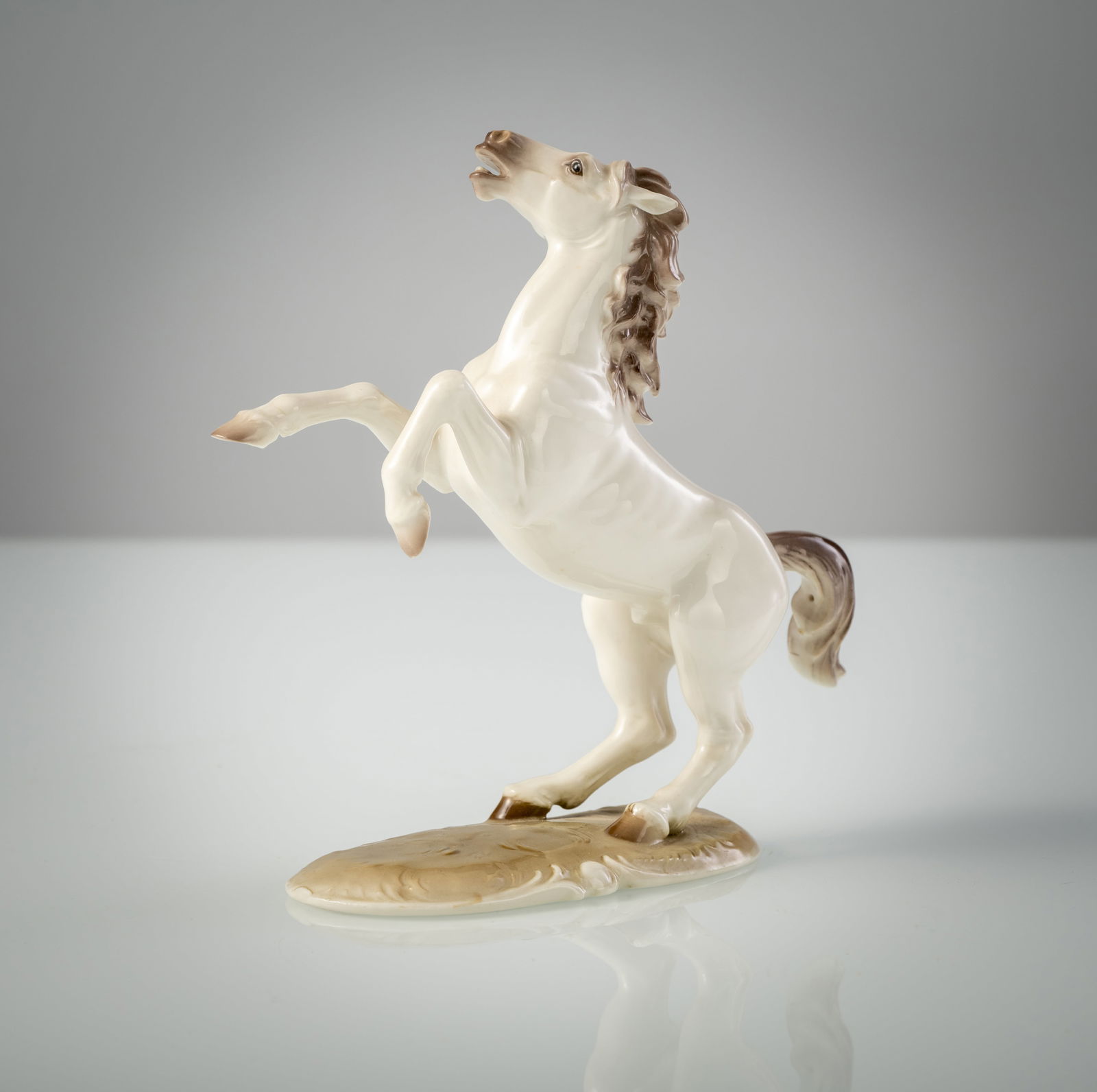 A NYMPHENBURG FIGURE OF A RISING HORSE - 5