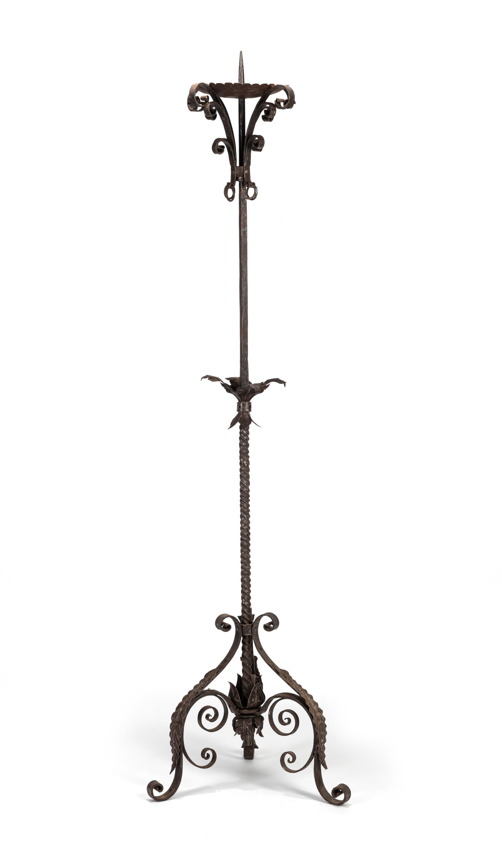 A LARGE WROUGHT IRON CANDLESTICK - 2