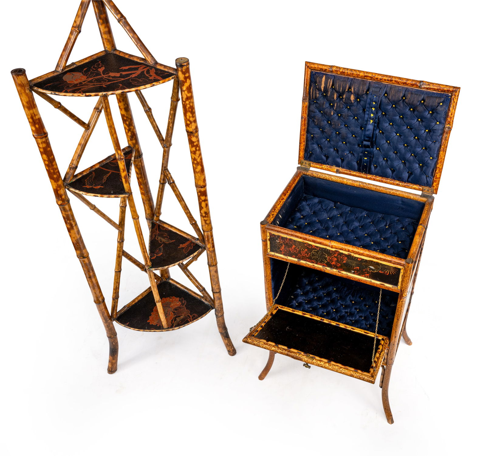 A FRENCH BAMBOO ETAGARE AND AN OCCASIONAL TABLE - 2