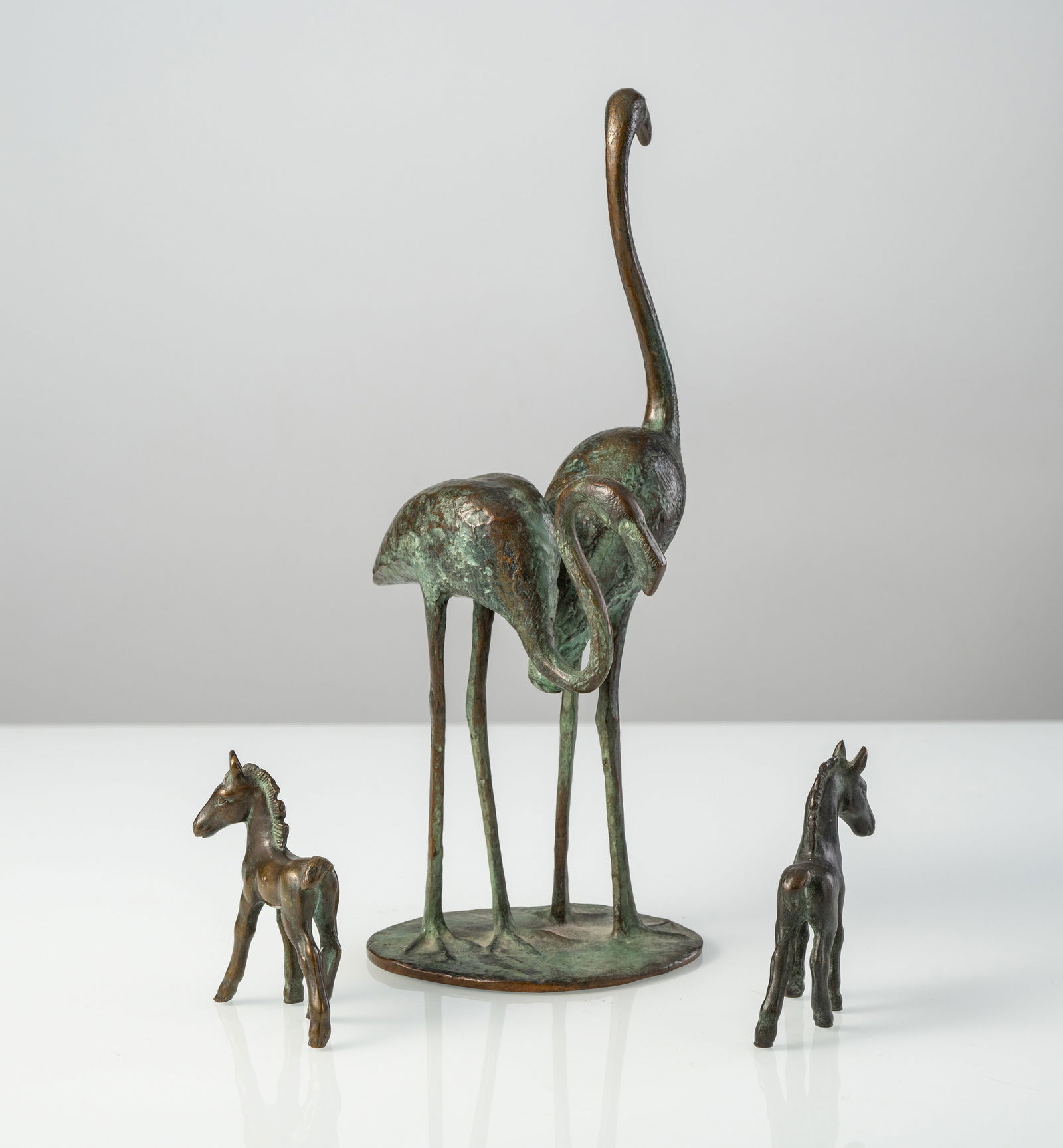 A PAIR OF FLAMINGOS AND TWO FOALS - 2