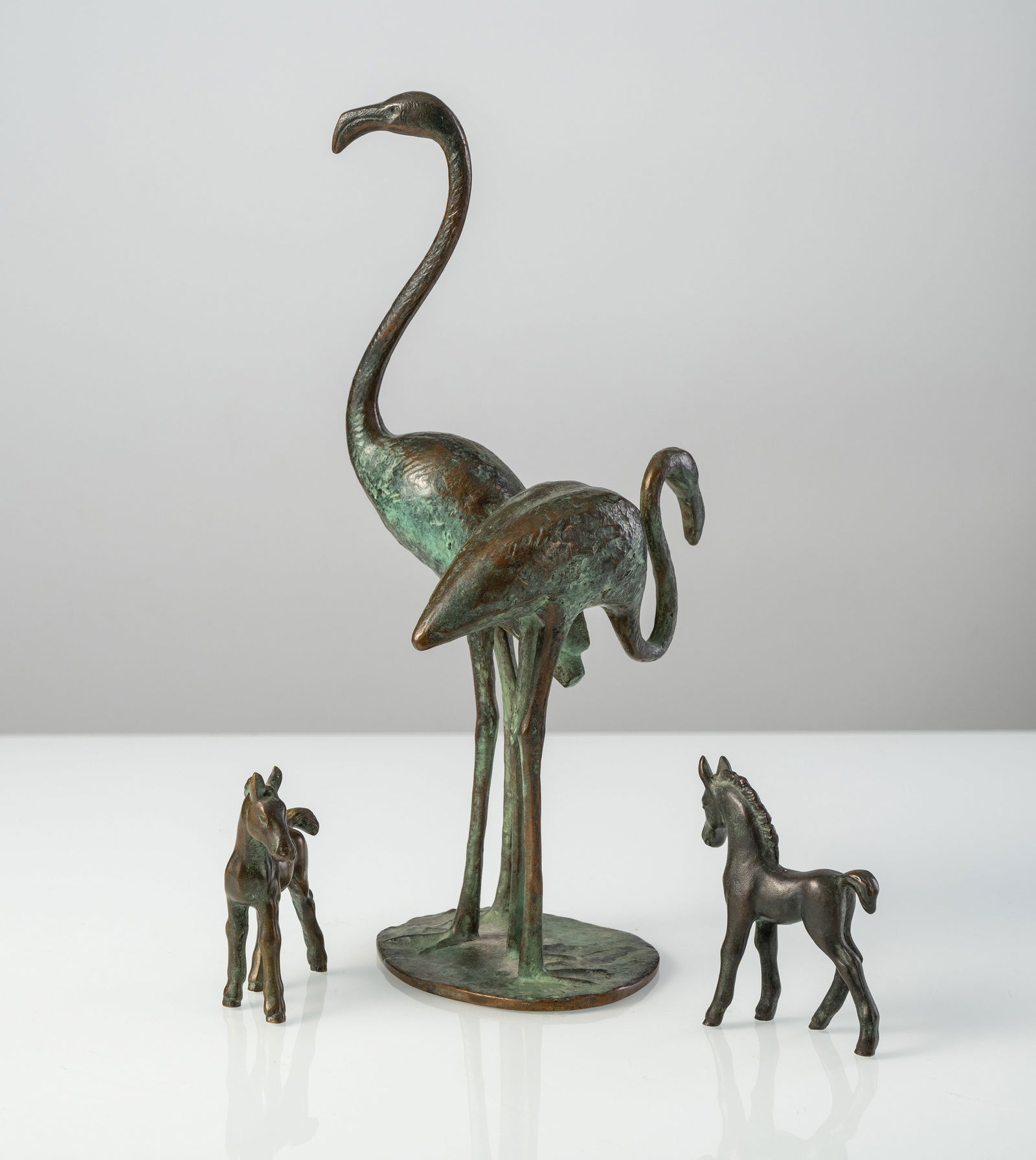 A PAIR OF FLAMINGOS AND TWO FOALS - 3