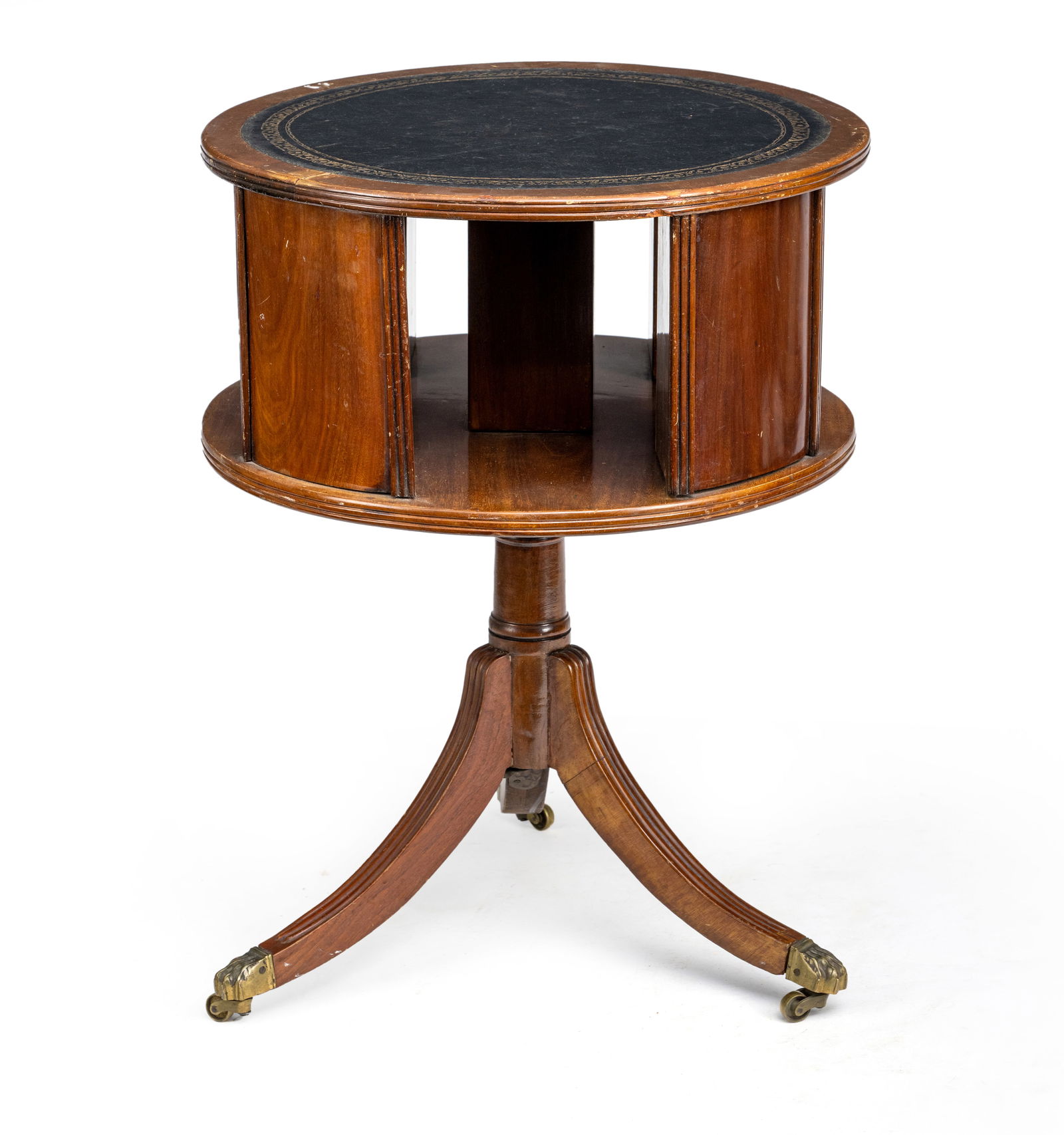 A BRASS MOUNTED AND LEAHTER LINED MAHOGANY CYLINDRICAL BOOK STAND - 2