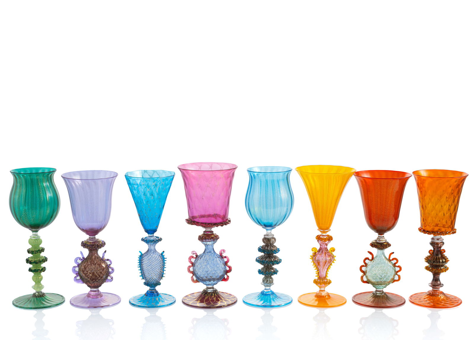A SET OF 15 LARGE DECORATIVE WINE GLASSES (1 of 4)