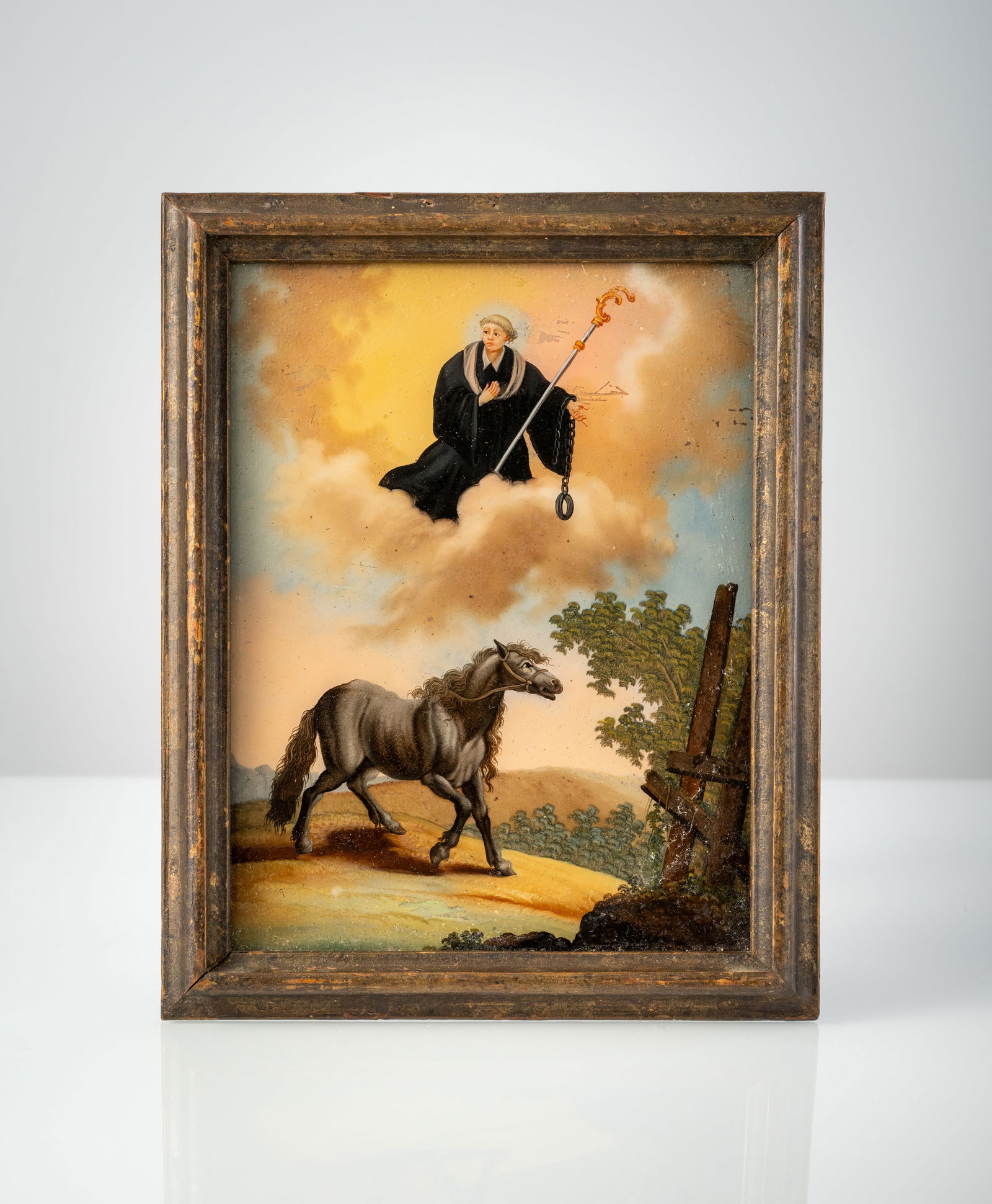 A GLASS REVERSE PAINTING (1 of 2)